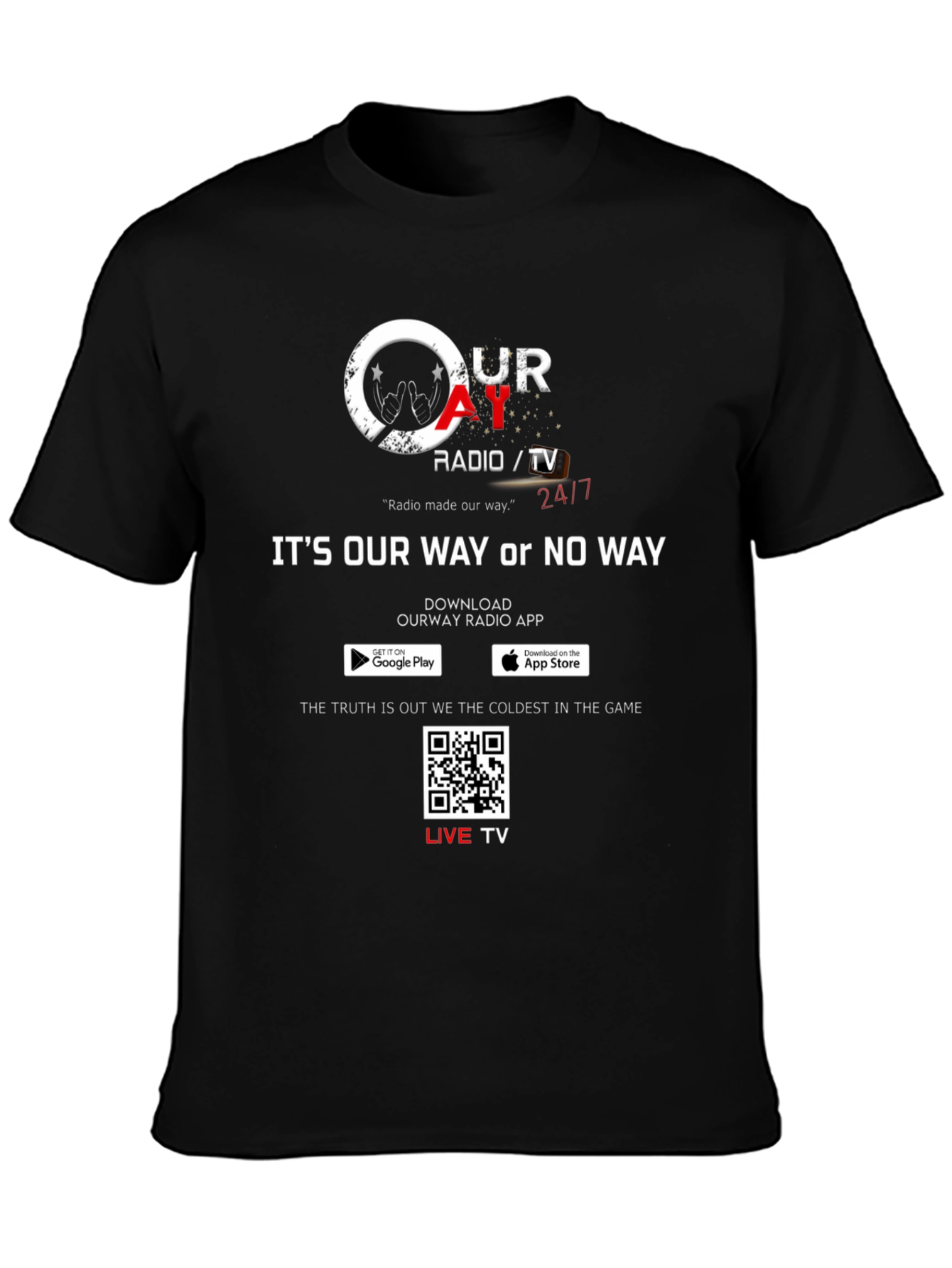 Our Way Radio/TV Black Graphic T-Shirt