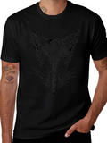 Mens Black T-Shirt with Fox Graphic Print