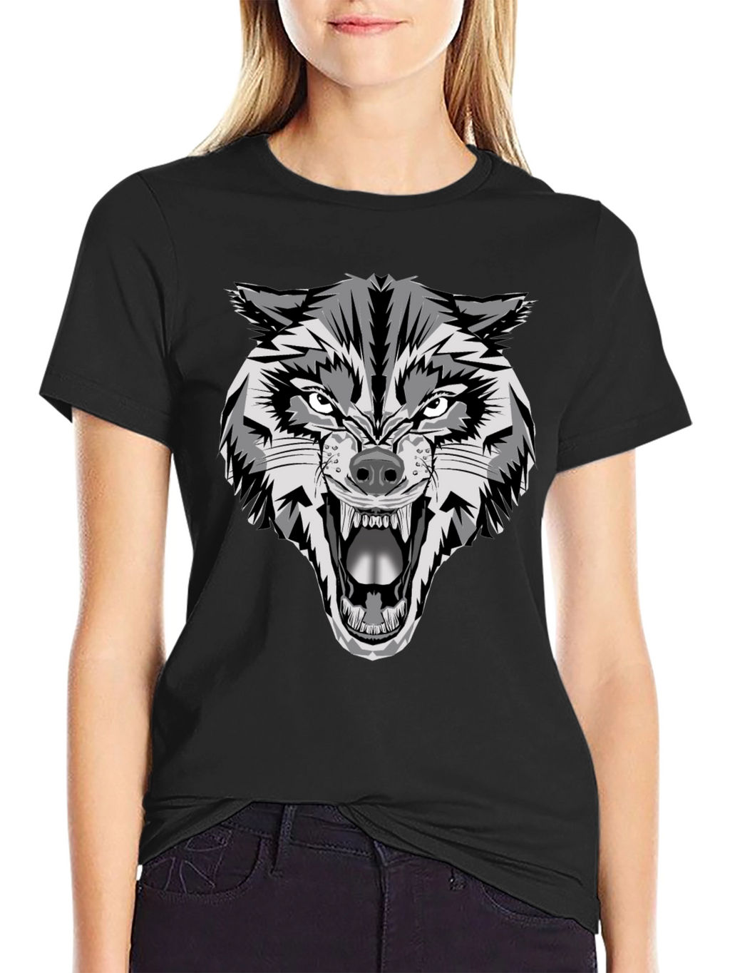 Fierce Wolf Graphic Tee - Mens Black T-Shirt