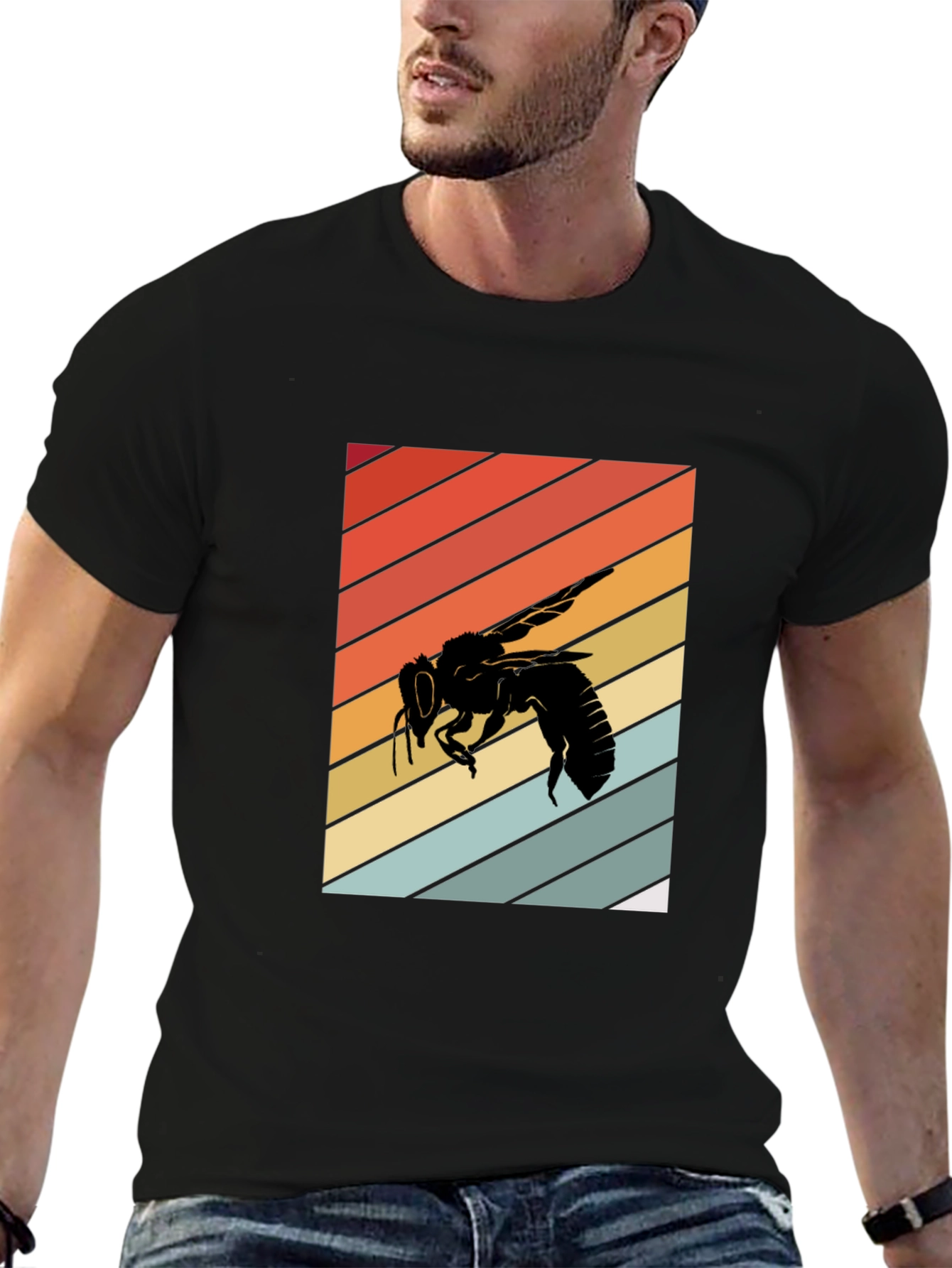 Retro Bee Graphic Tee - Black