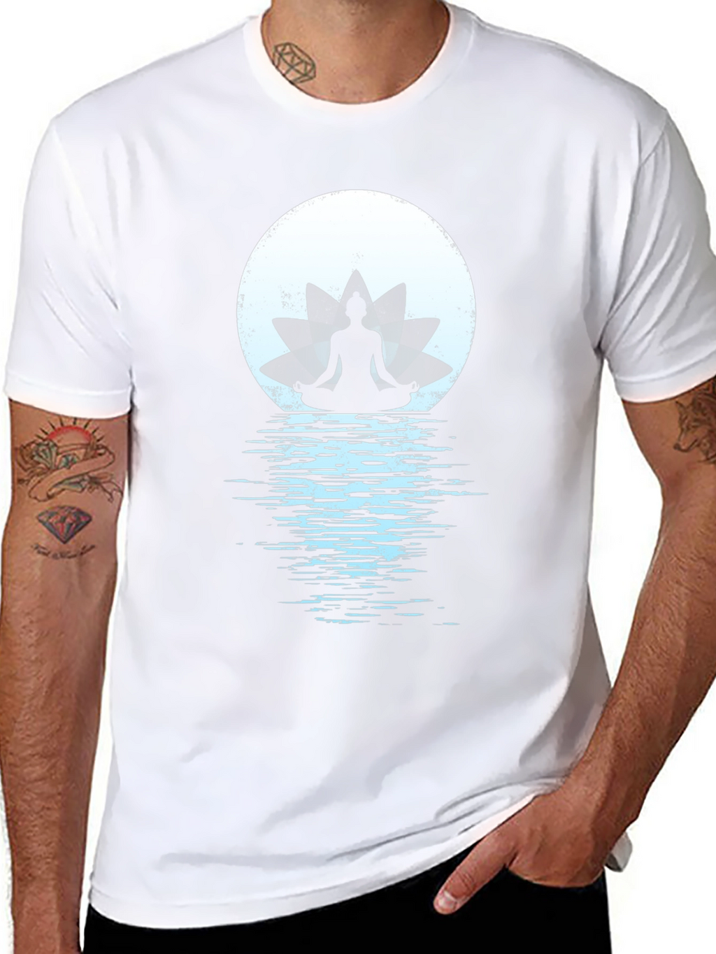 Zen Lotus Moon Meditation Graphic Tee