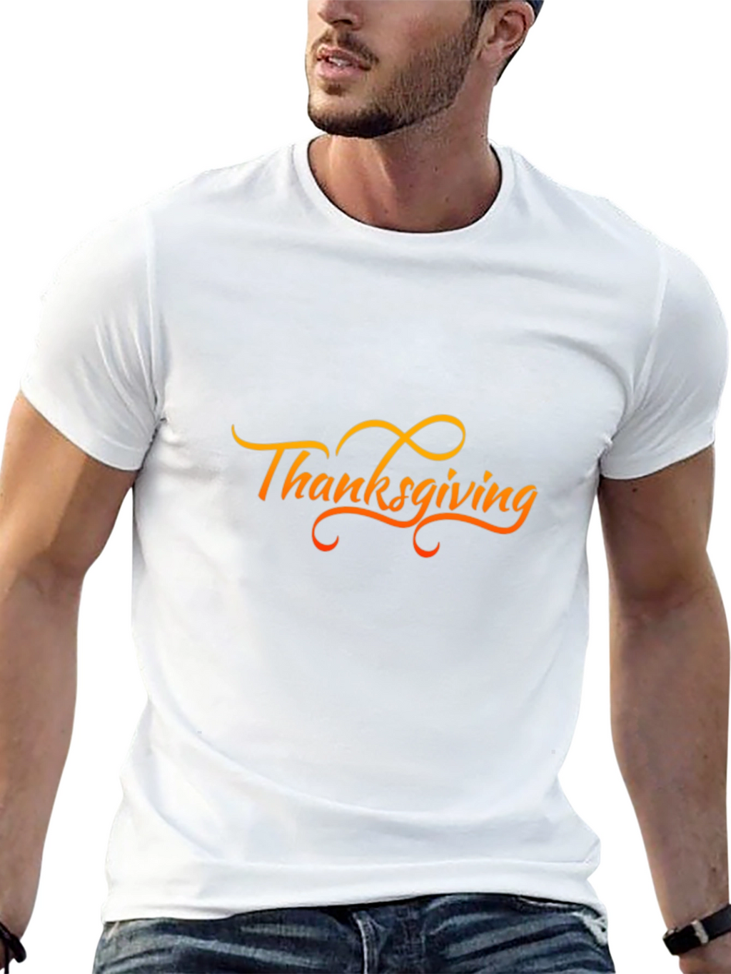 Thanksgiving Graphic Print Black T-Shirt