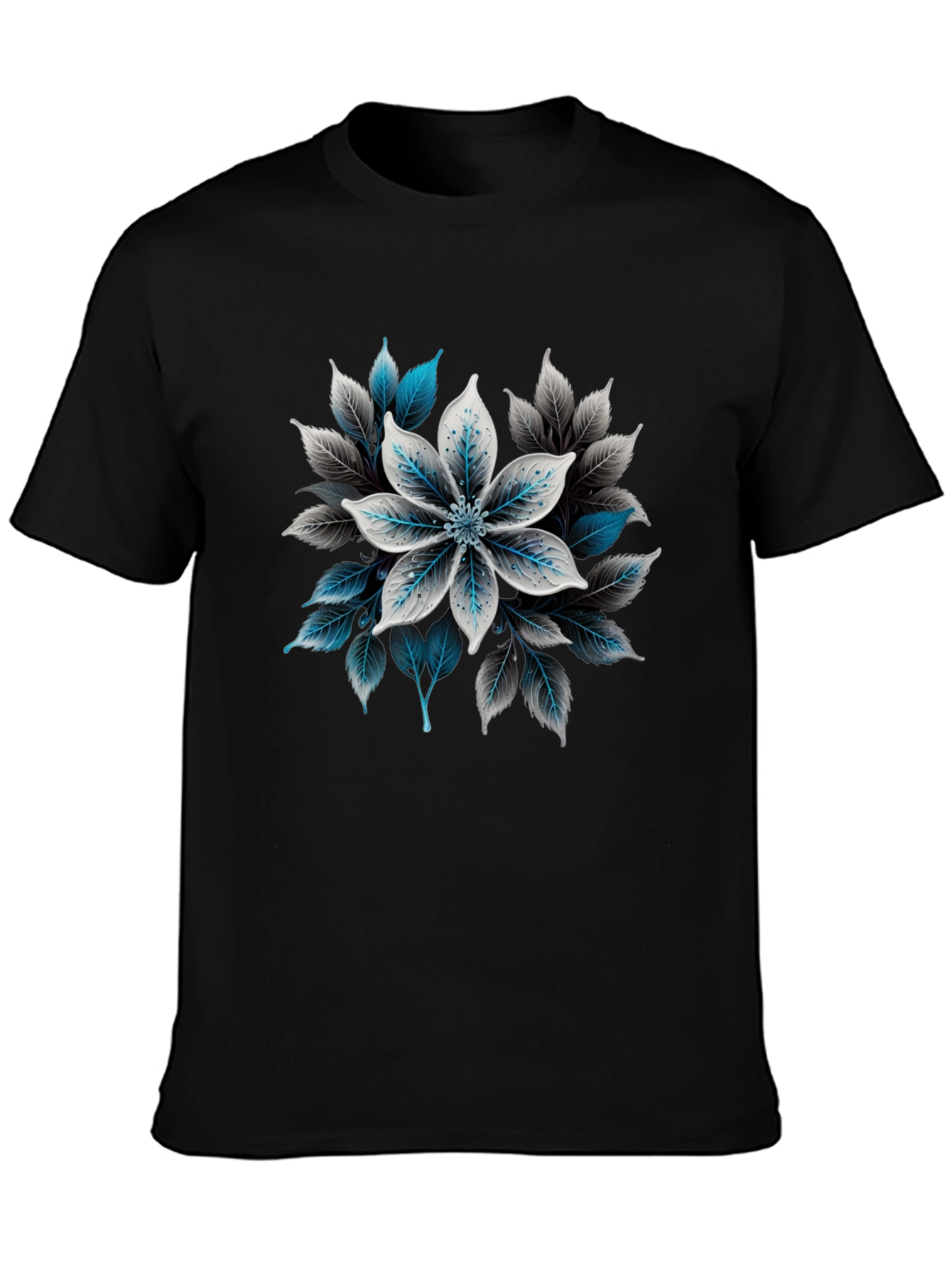 Floral Graphic Print Black T-Shirt
