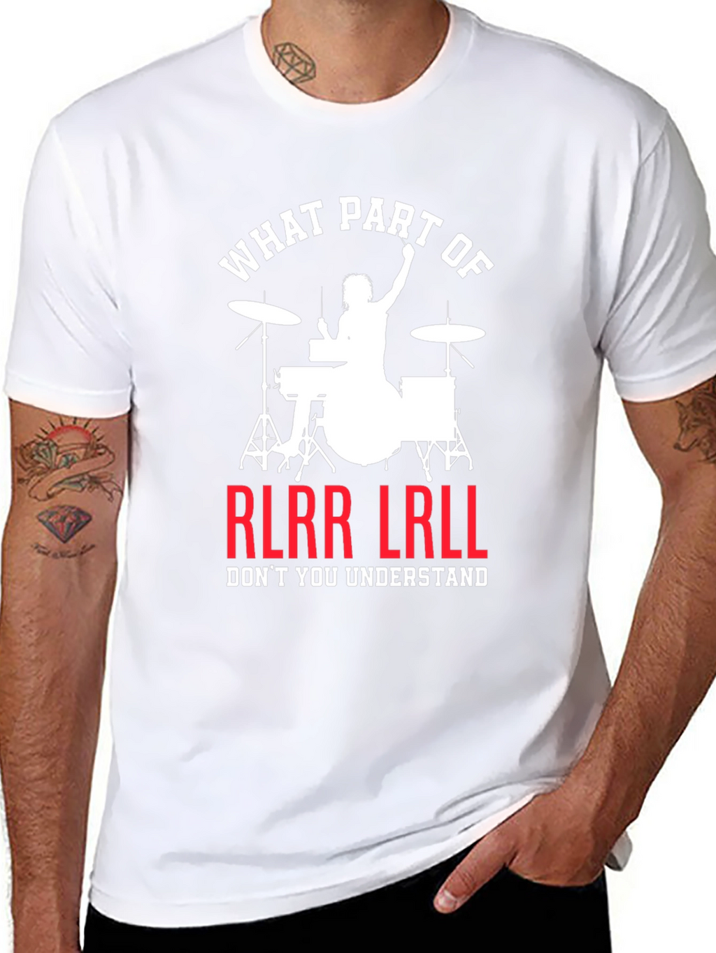 Drummer RLRR LRLL T-Shirt Funny Music Tee