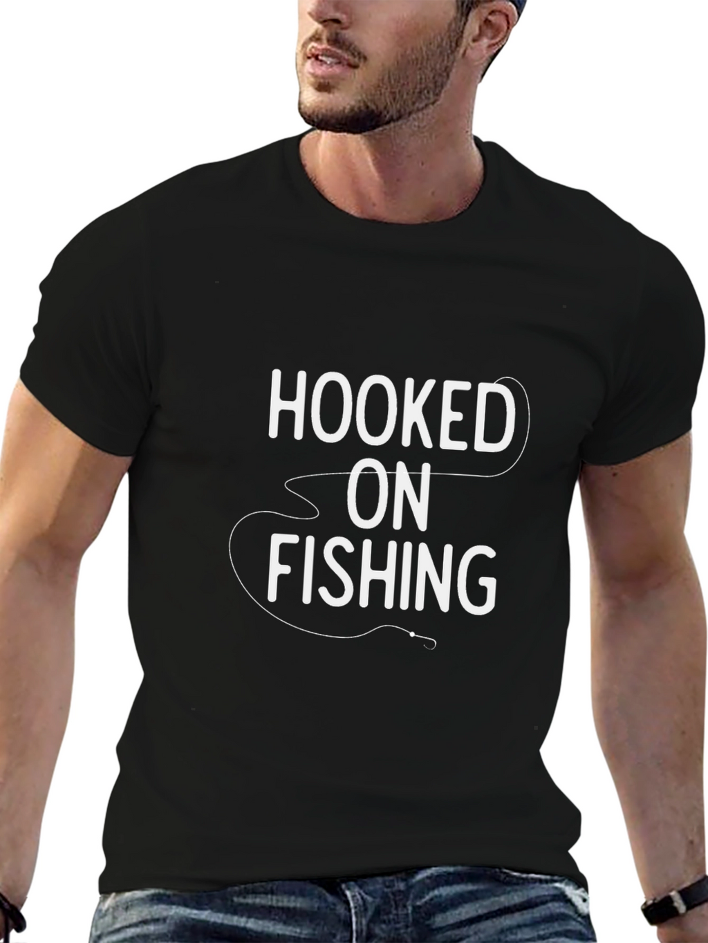 Hooked On Fishing Black T-Shirt