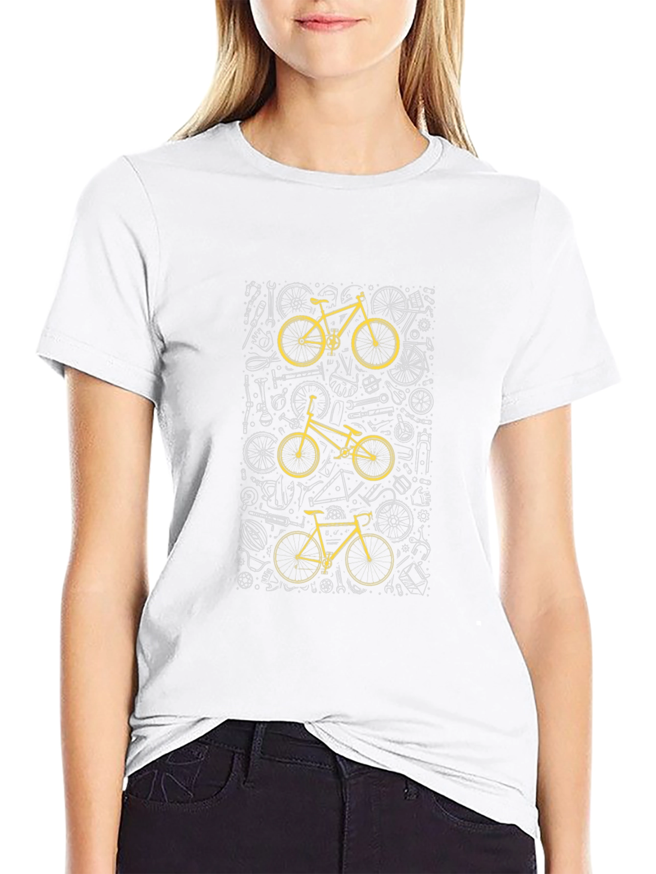 Bicycle Print T-Shirt - Black Cotton Tee