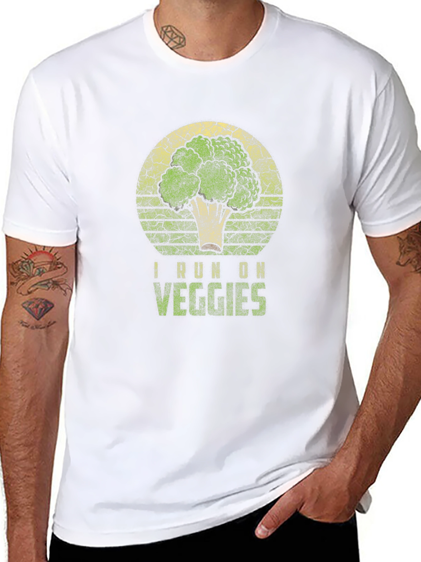 I Run on Veggies T-Shirt - Broccoli Graphic Tee