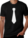 Mens Black T-Shirt with Novelty Necktie Graphic