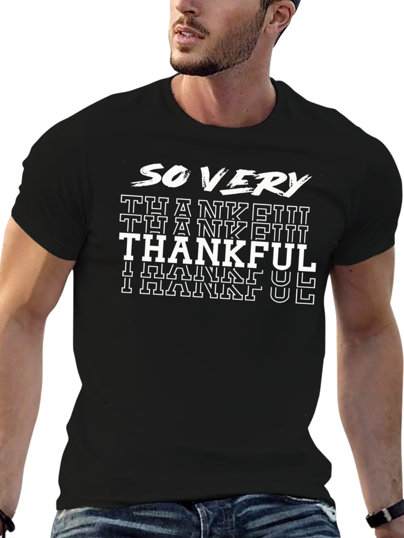 So Very Thankful Graphic Tee - Black Cotton