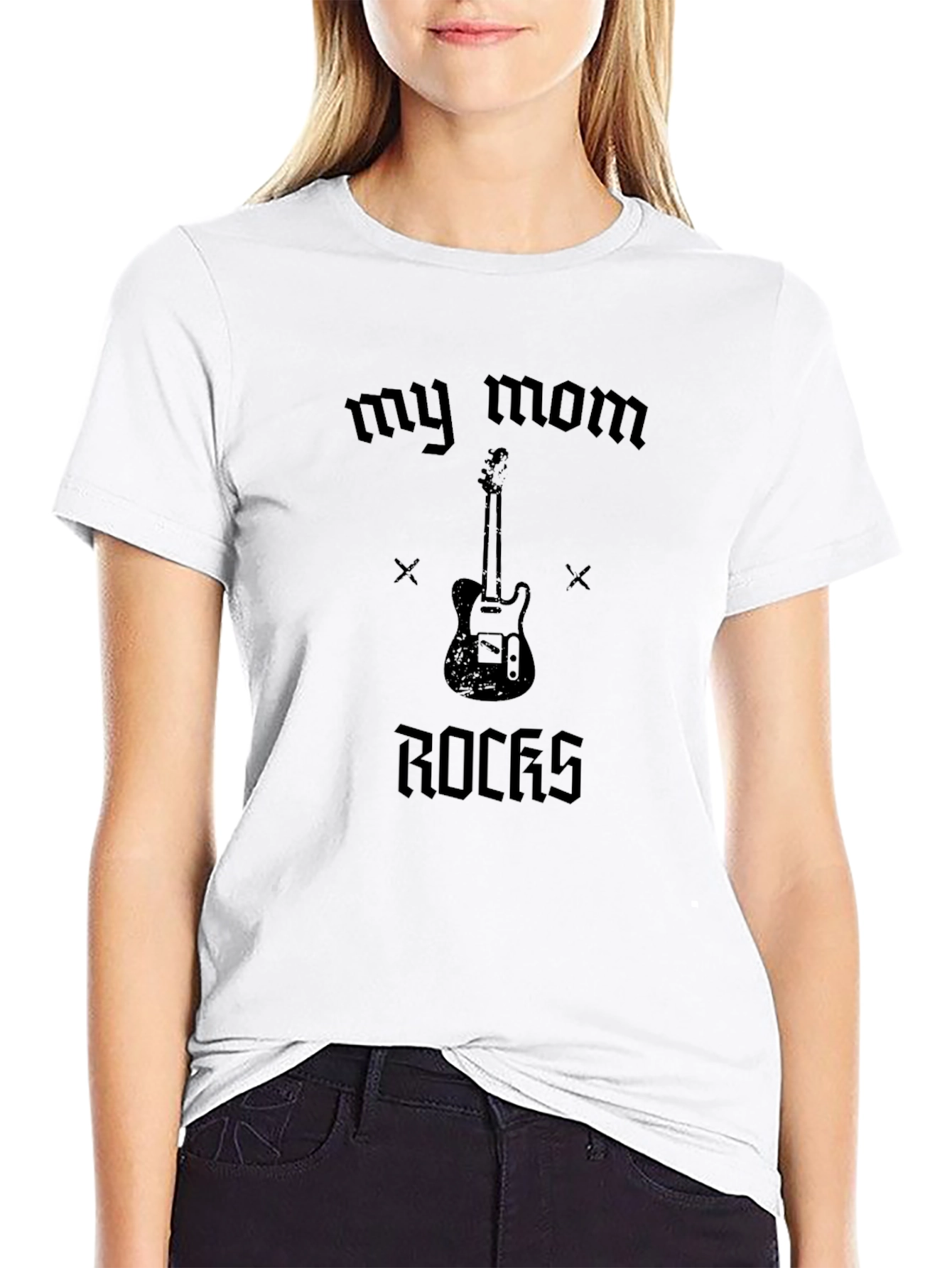 My Mom Rocks Guitar T-Shirt - Unisex Black Tee
