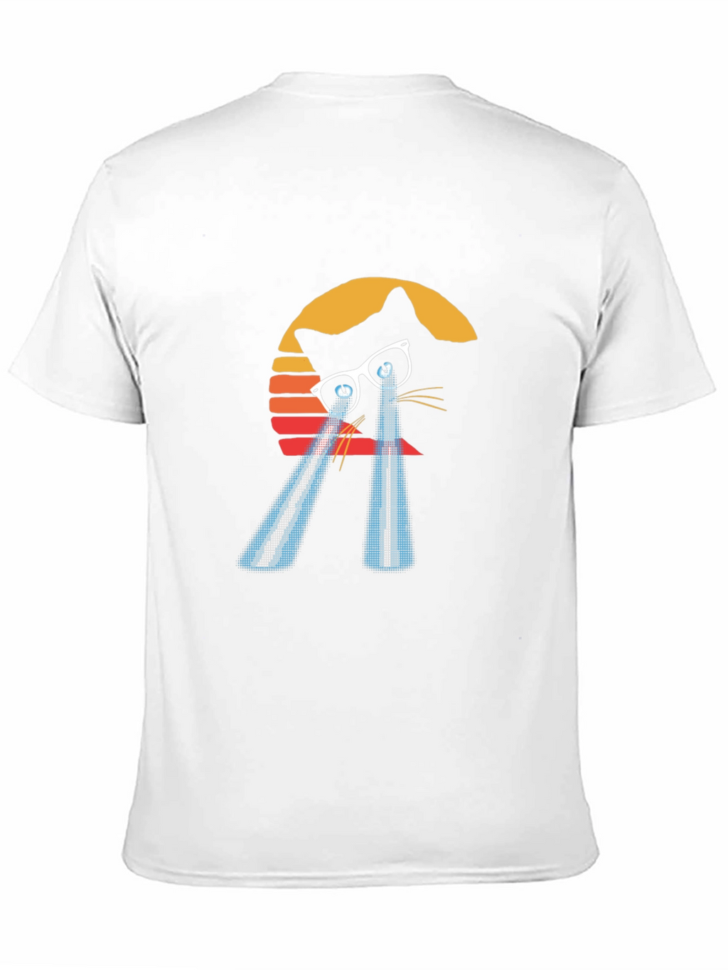 Laser Cat Eyes T-Shirt - Retro Sunset Style
