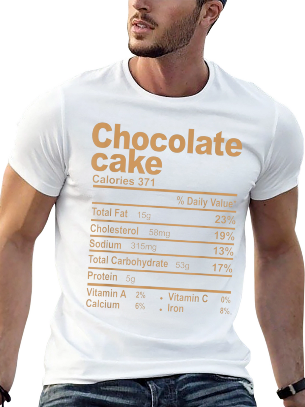 Chocolate Cake Nutrition Facts Graphic Tee