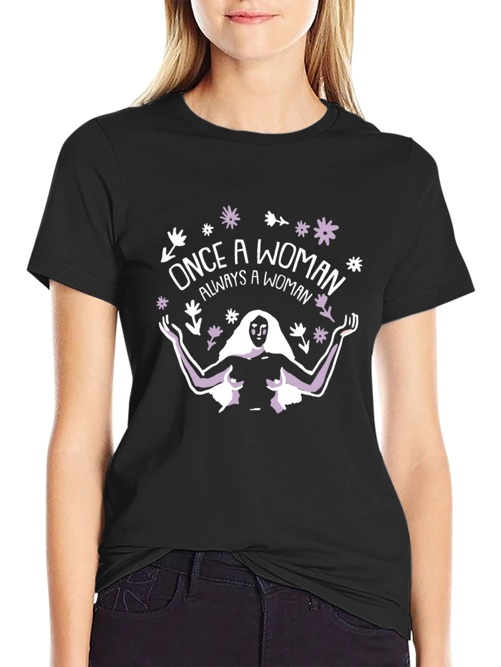 Once a Woman T-Shirt - Black Cotton Graphic Tee