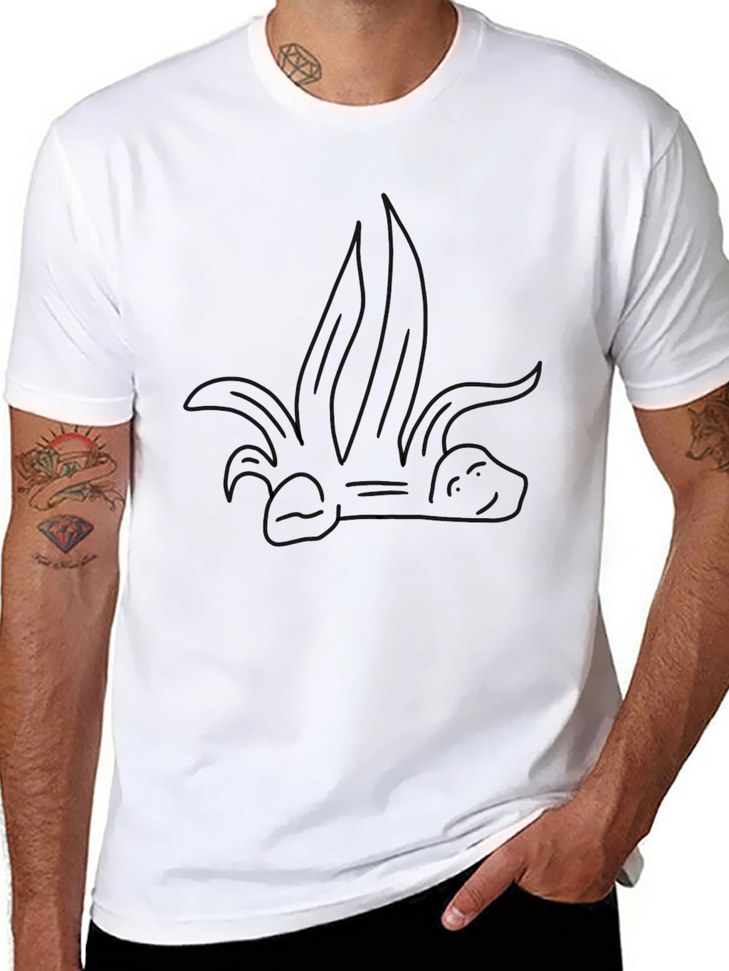 Black T-Shirt with Cartoon Banana Dragon Design