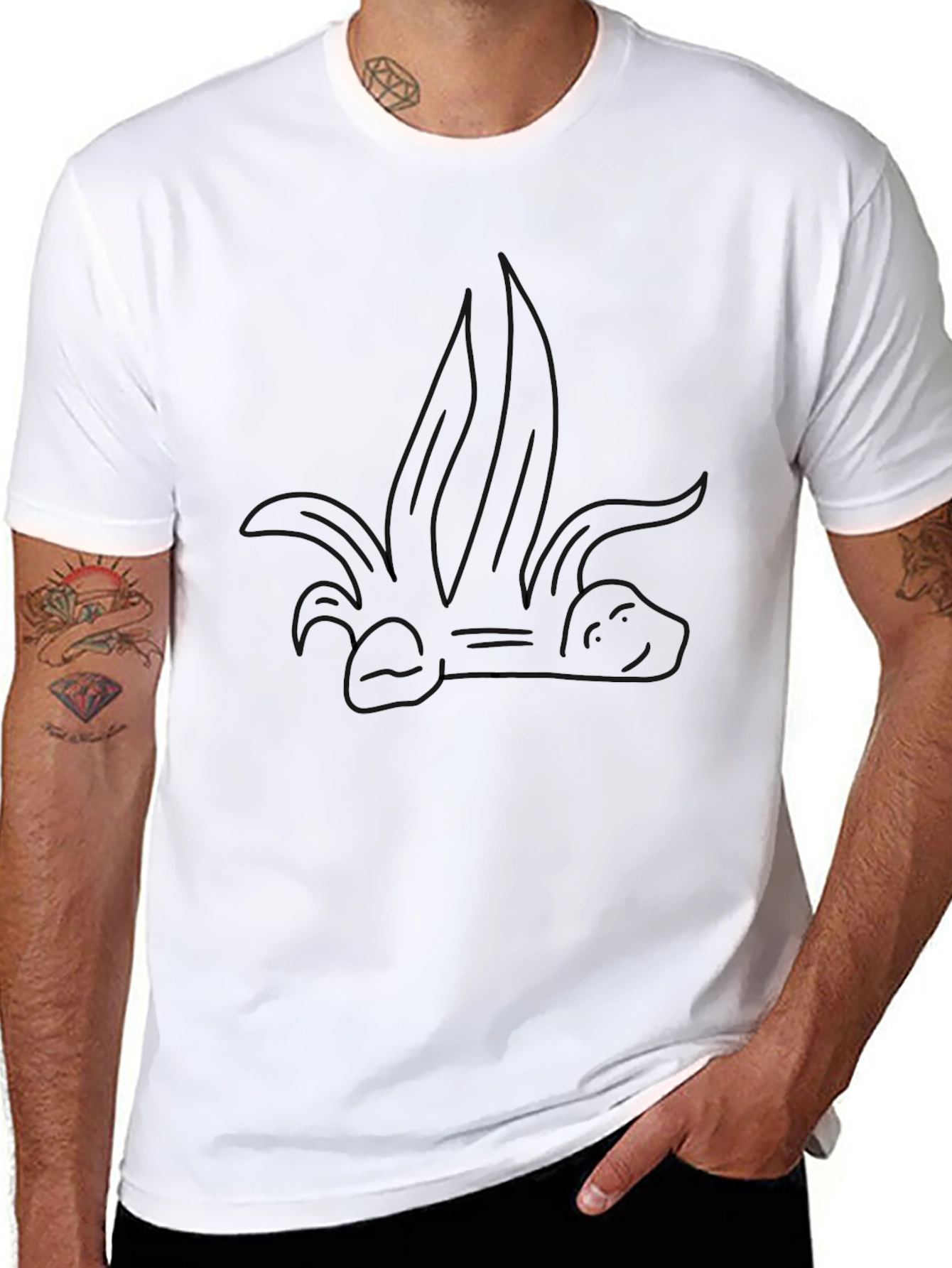 Black T-Shirt with Cartoon Banana Dragon Design