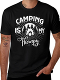 Camping Is My Therapy Graphic Tee - Black