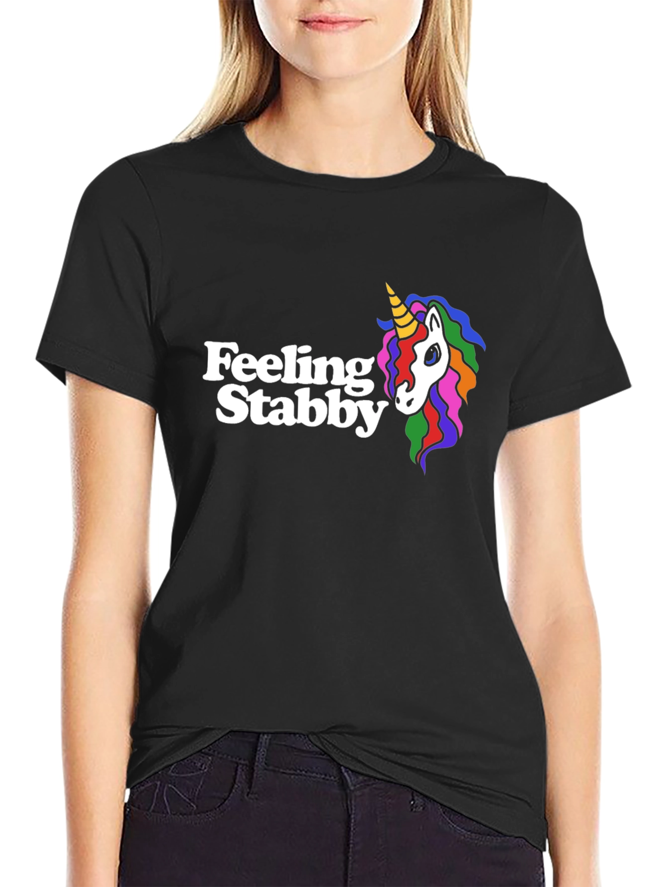 Feeling Stabby Unicorn Black Graphic Tee