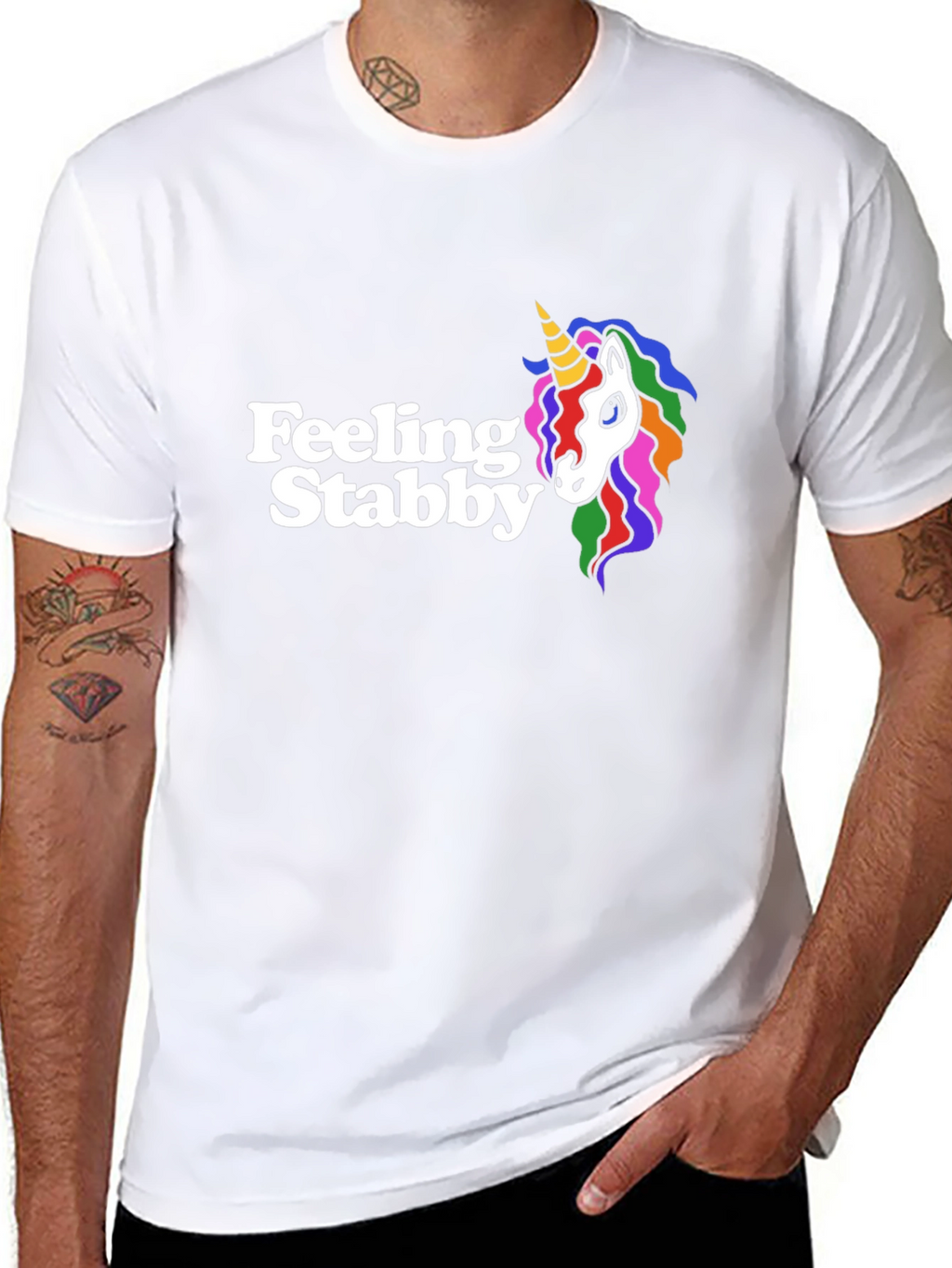 Feeling Stabby Unicorn Black Graphic Tee