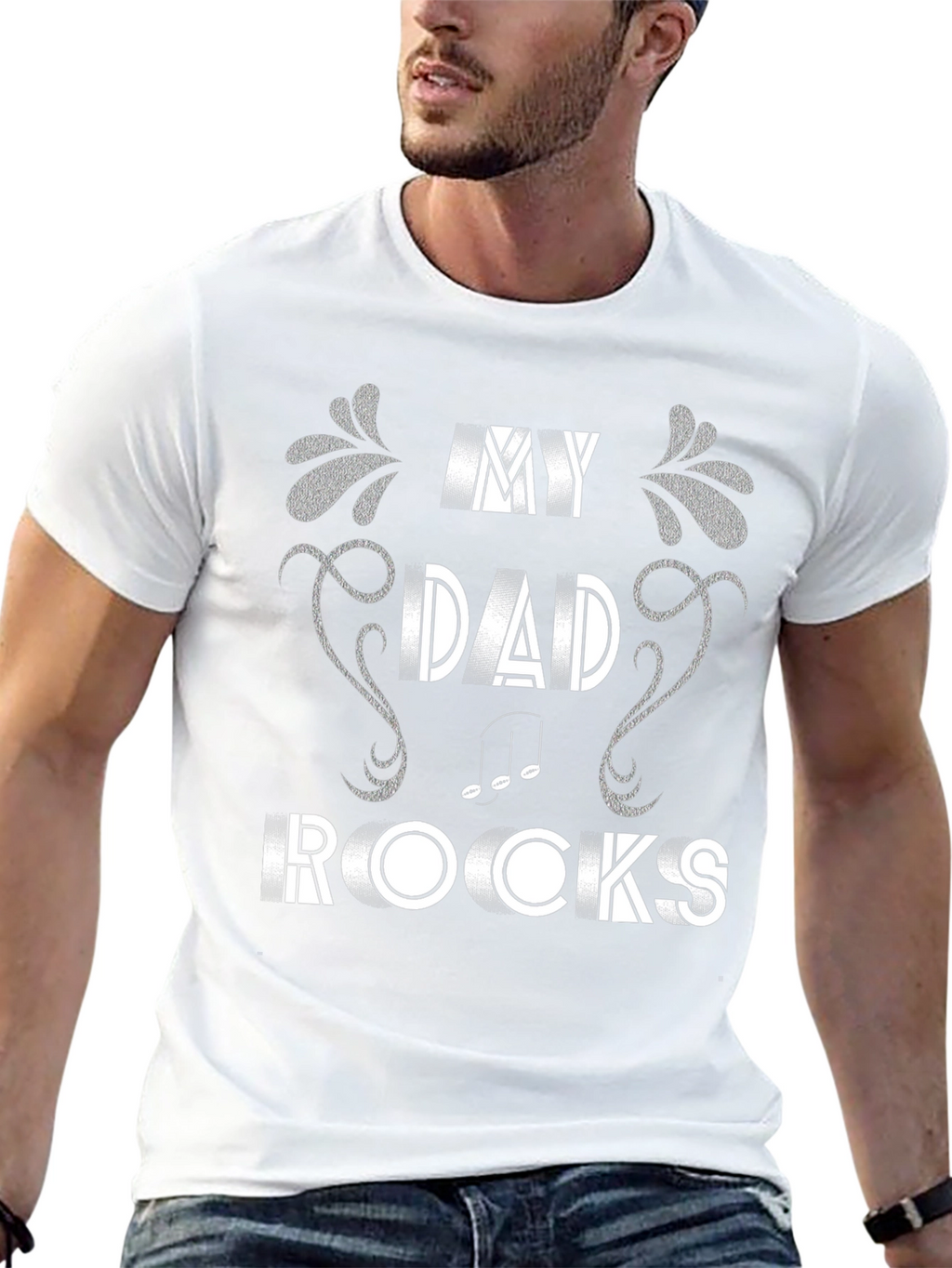 My Dad Rocks T-Shirt Music Note Design