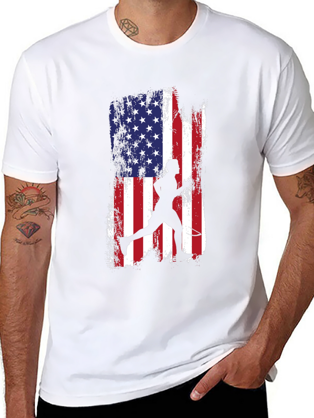 USA Flag Tennis Player T-Shirt