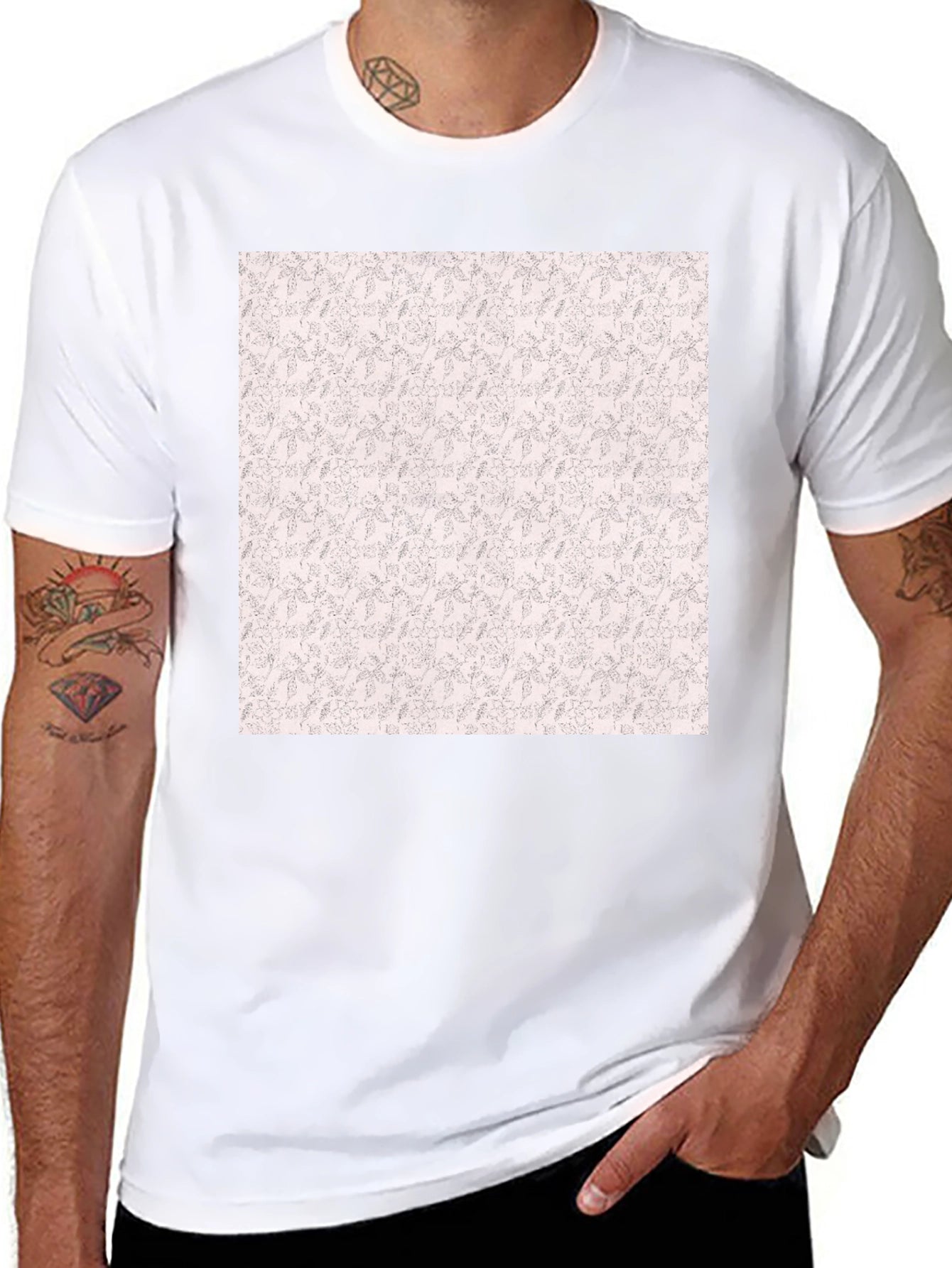 Black Tee with Floral Pattern Print