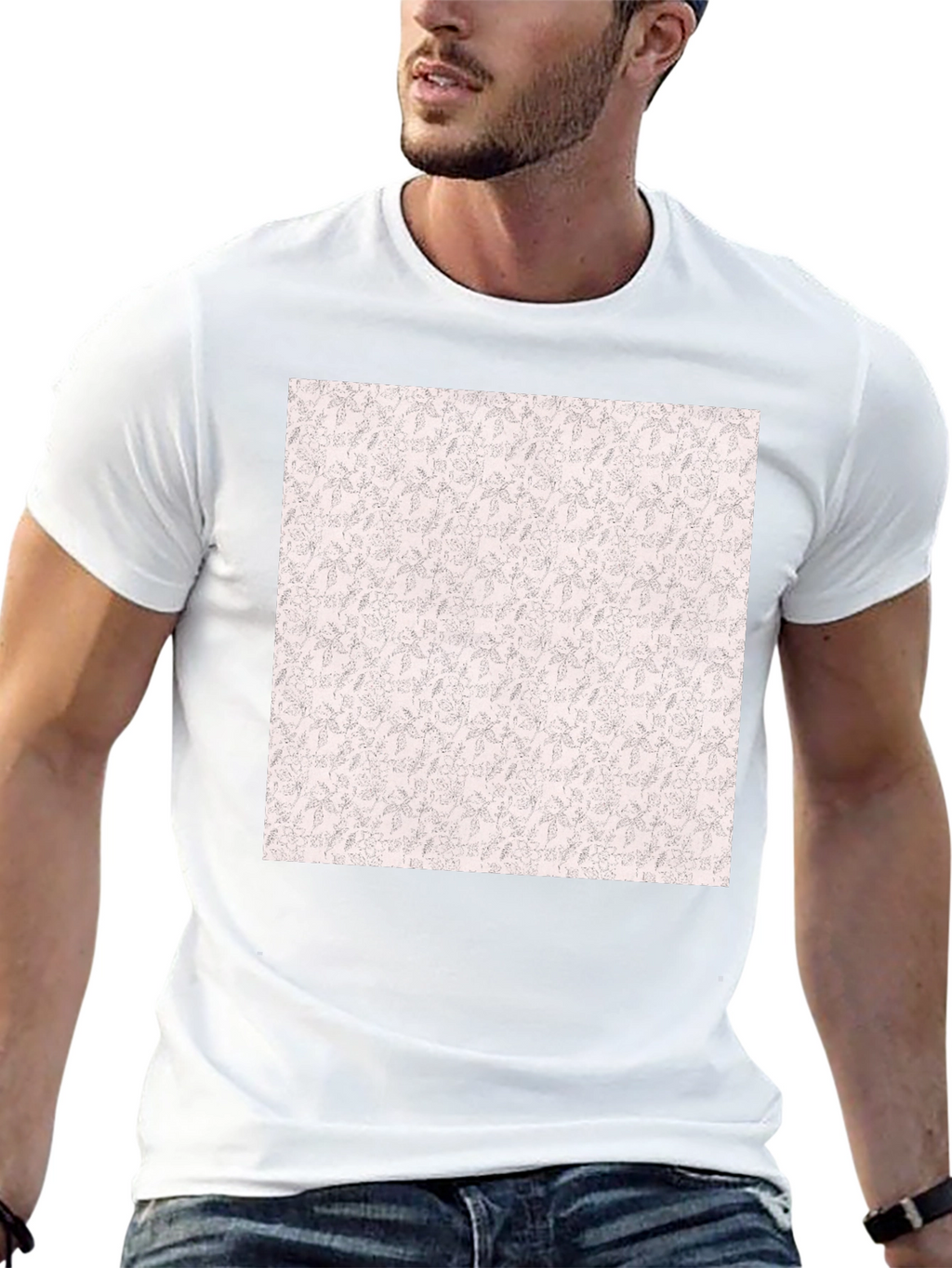 Black Tee with Floral Pattern Print