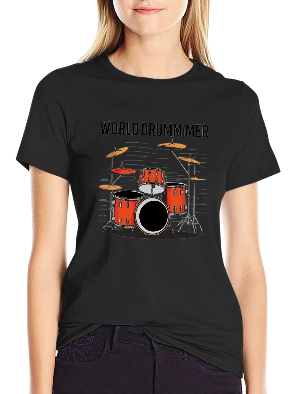 World Drummer Graphic Tee - Black Crewneck
