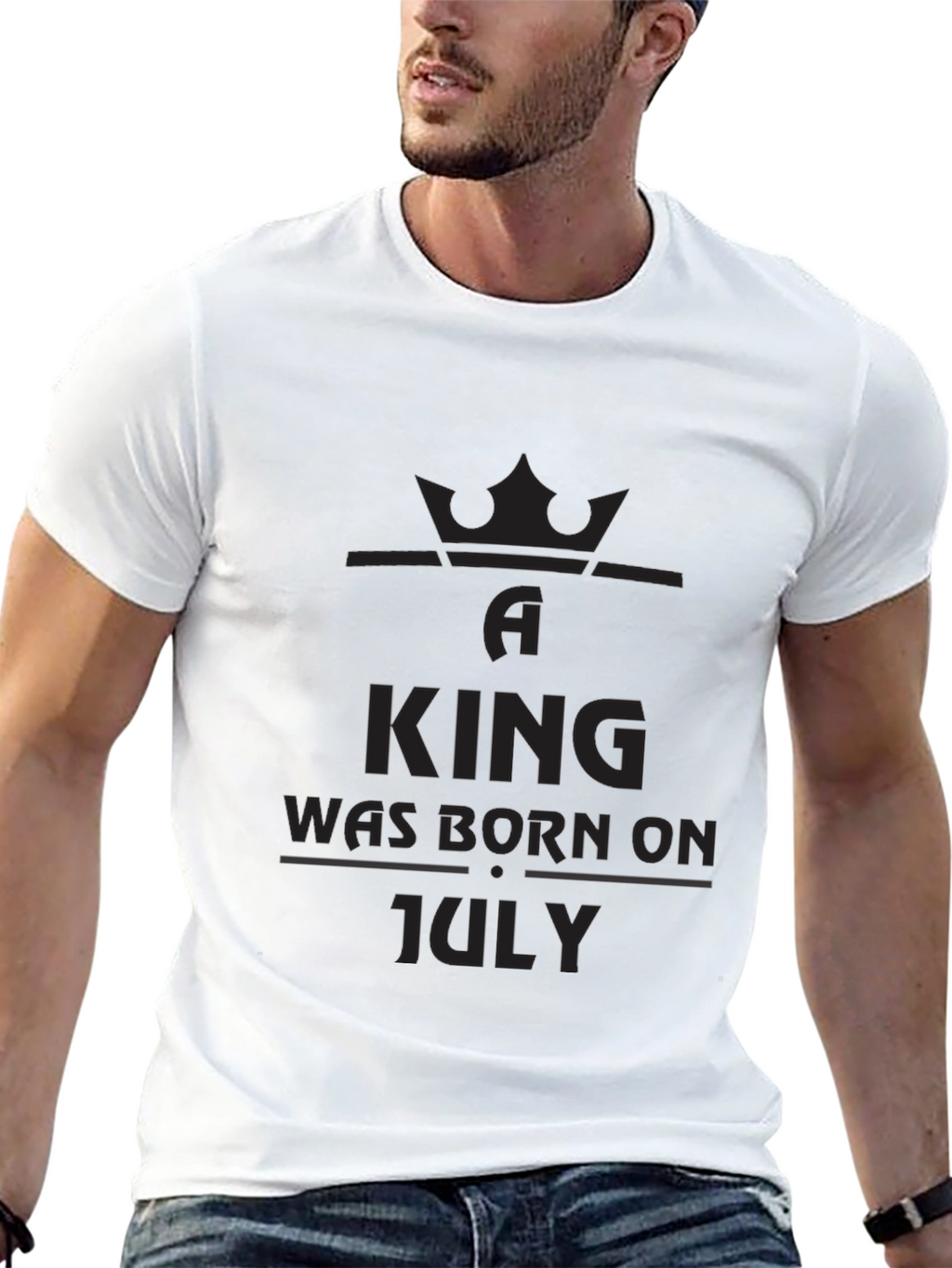 King Born in July Black T-Shirt