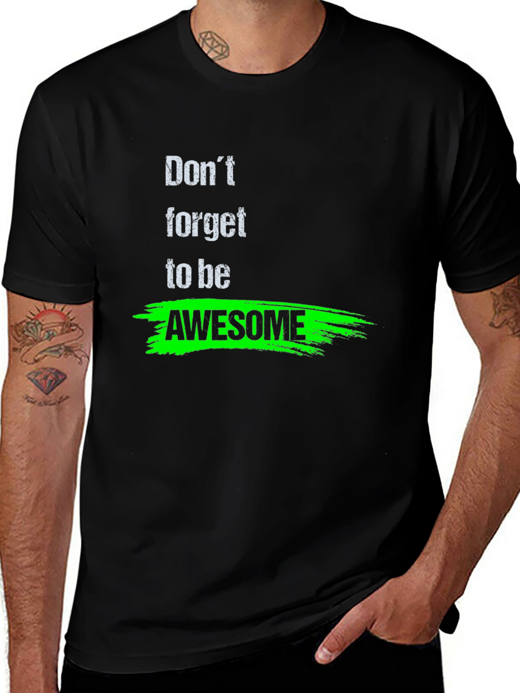 Awesome Reminder T-Shirt - Black Crew Neck Tee