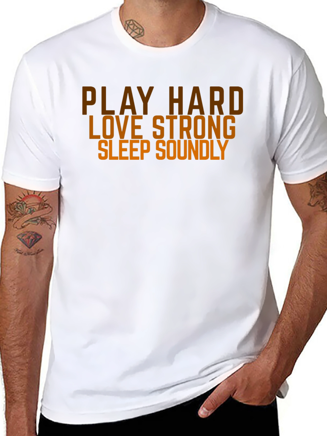 Play Hard Love Strong Slogan Graphic T-Shirt