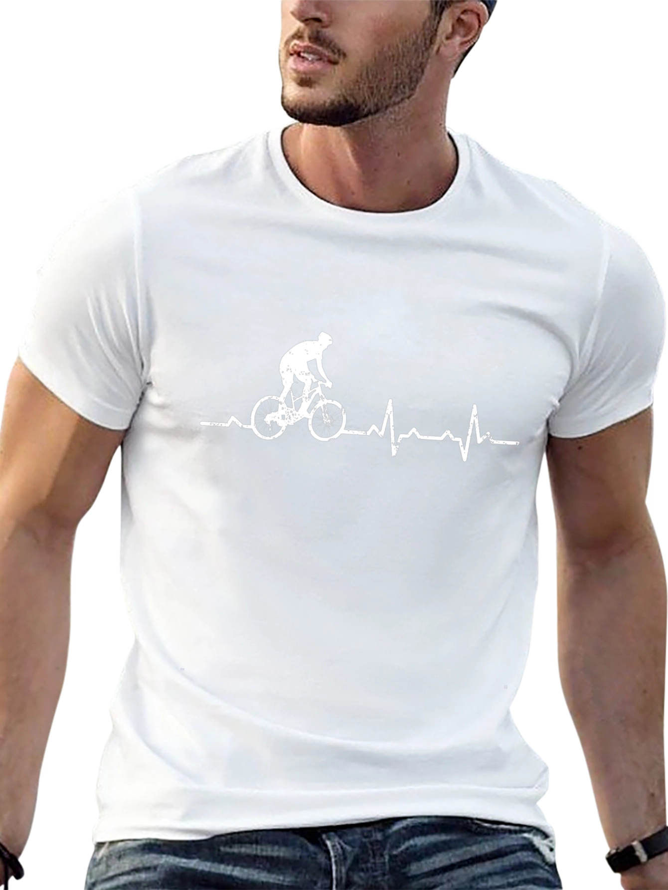 Cycling Heartbeat T-Shirt - Mens Black Tee
