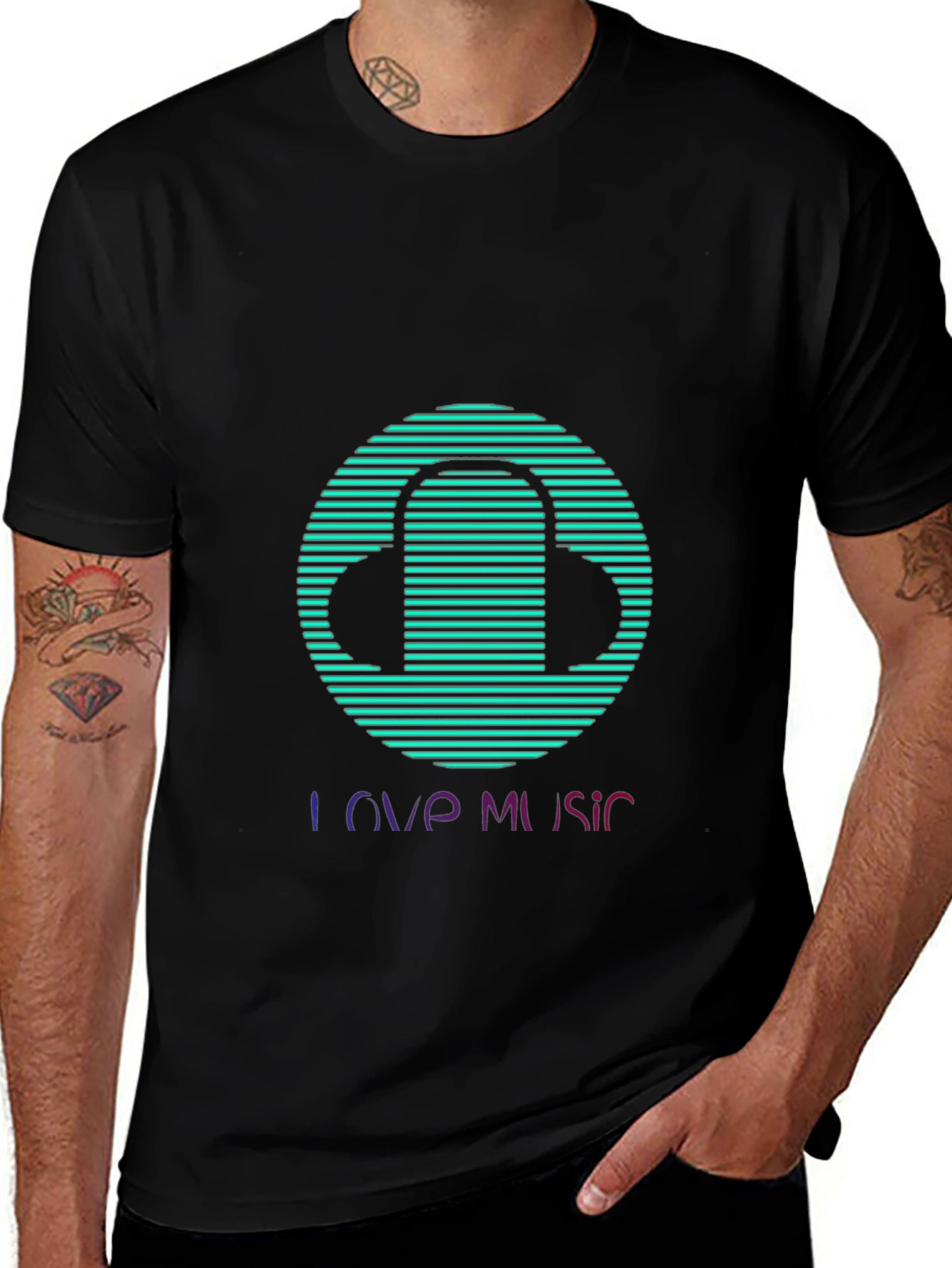 Love Music Graphic Tee - Stylish Black T-Shirt