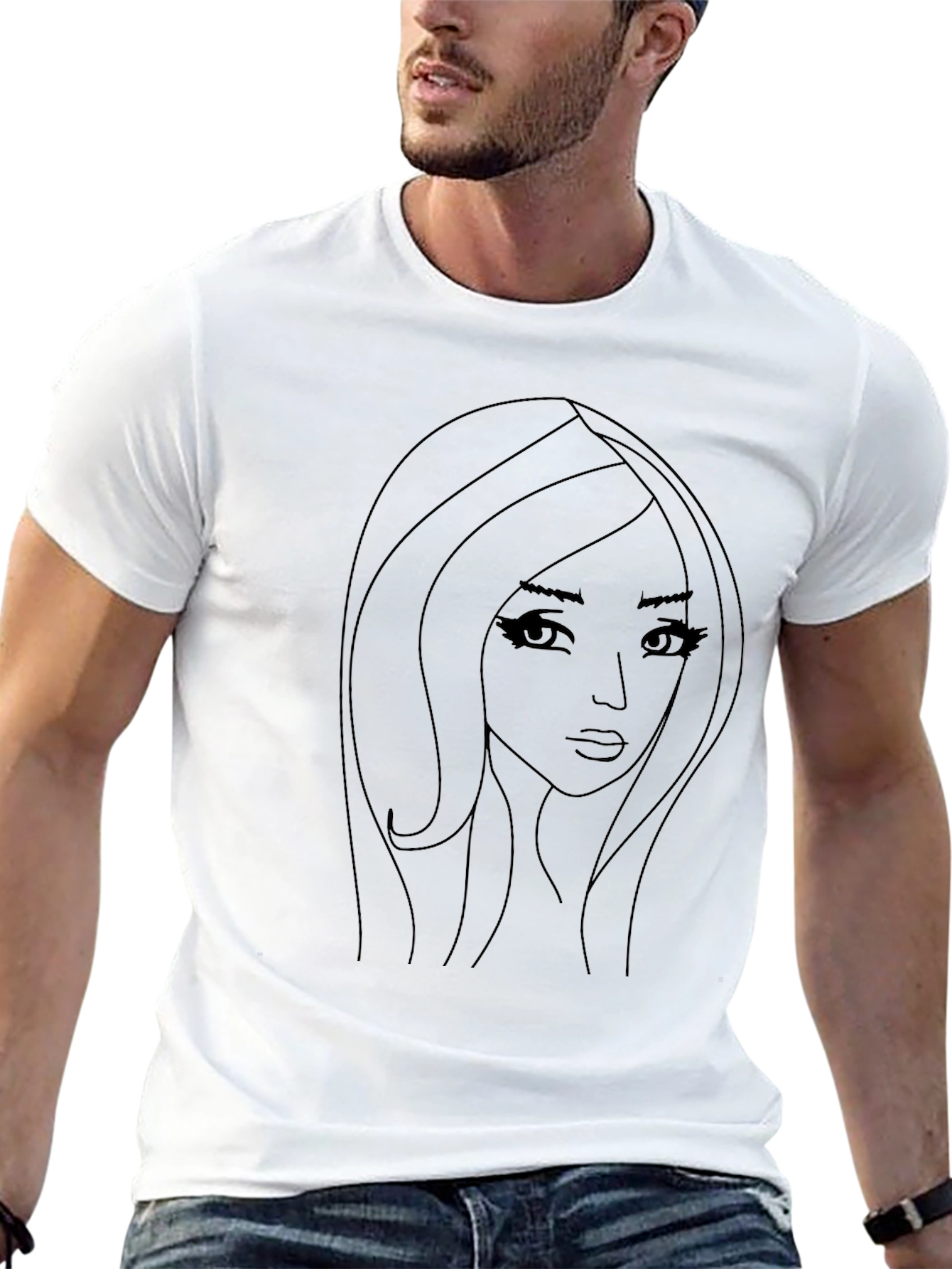 Line Art Woman Graphic Tee - Black Unisex T-Shirt