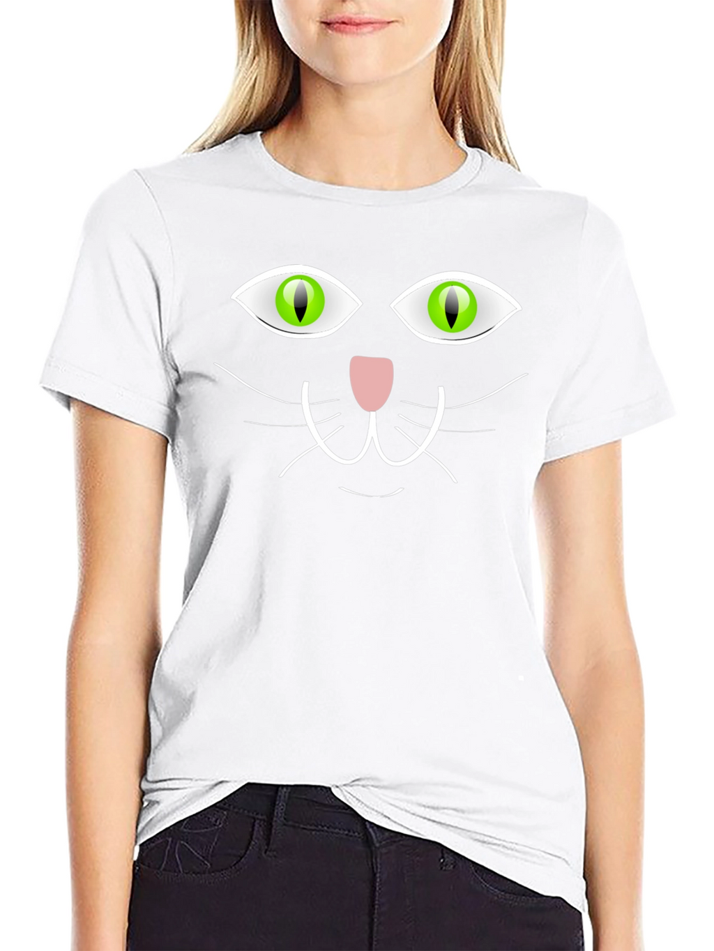 Black Cat Face Graphic T-Shirt