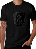 Medieval Knight Shield Graphic Tee - Black Cotton Shirt