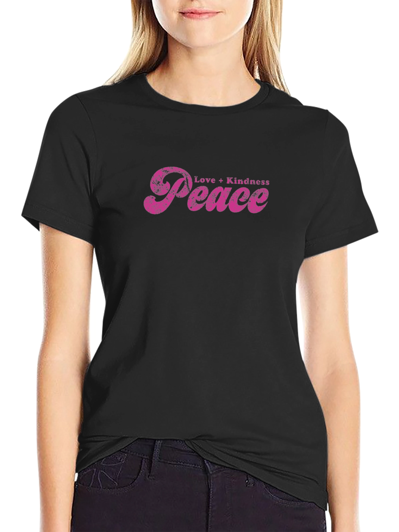 Love Kindness Peace Graphic Tee - Black