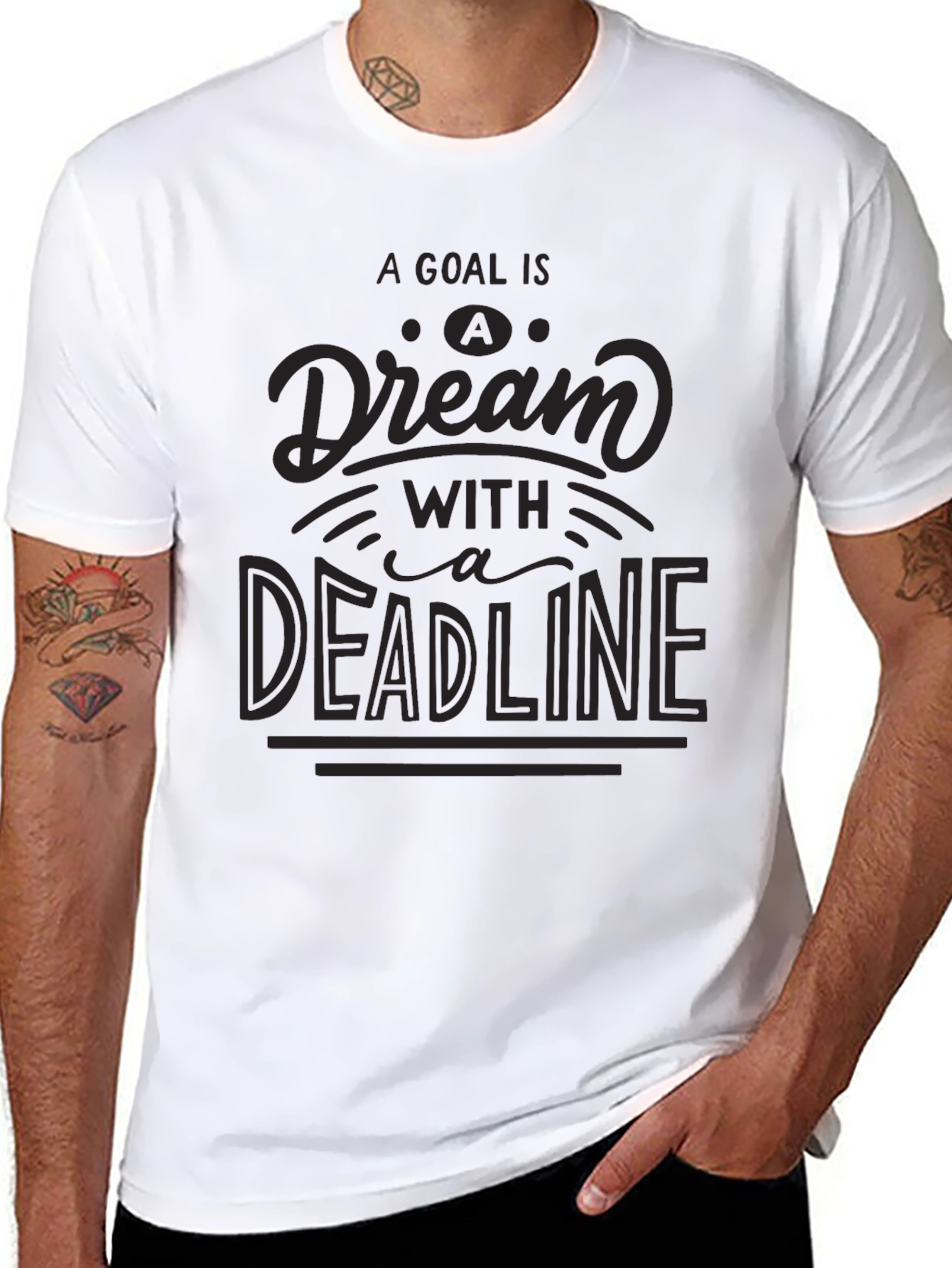 Goal Dream Deadline Black Graphic Tee