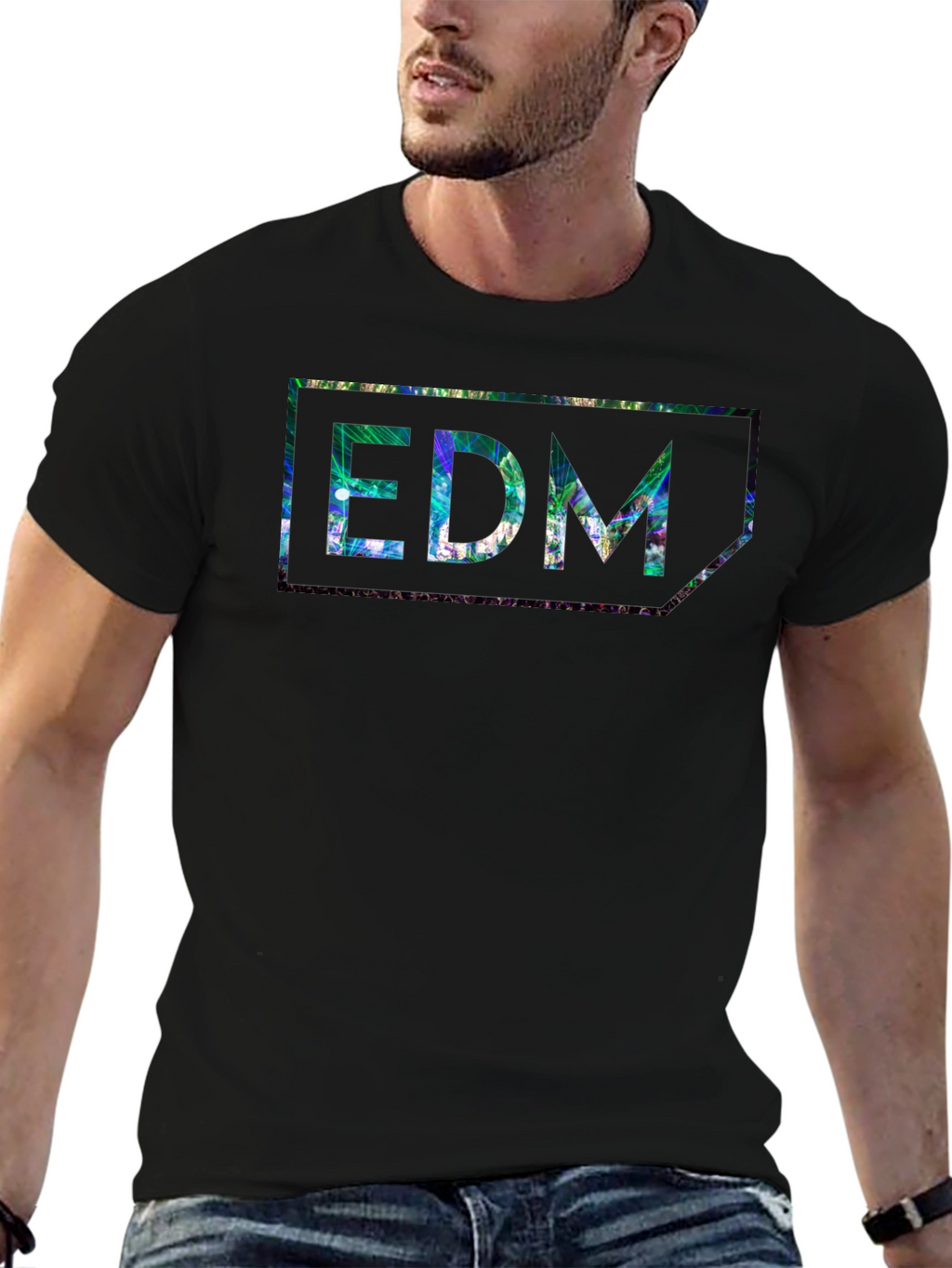 EDM Patterned Black T-Shirt