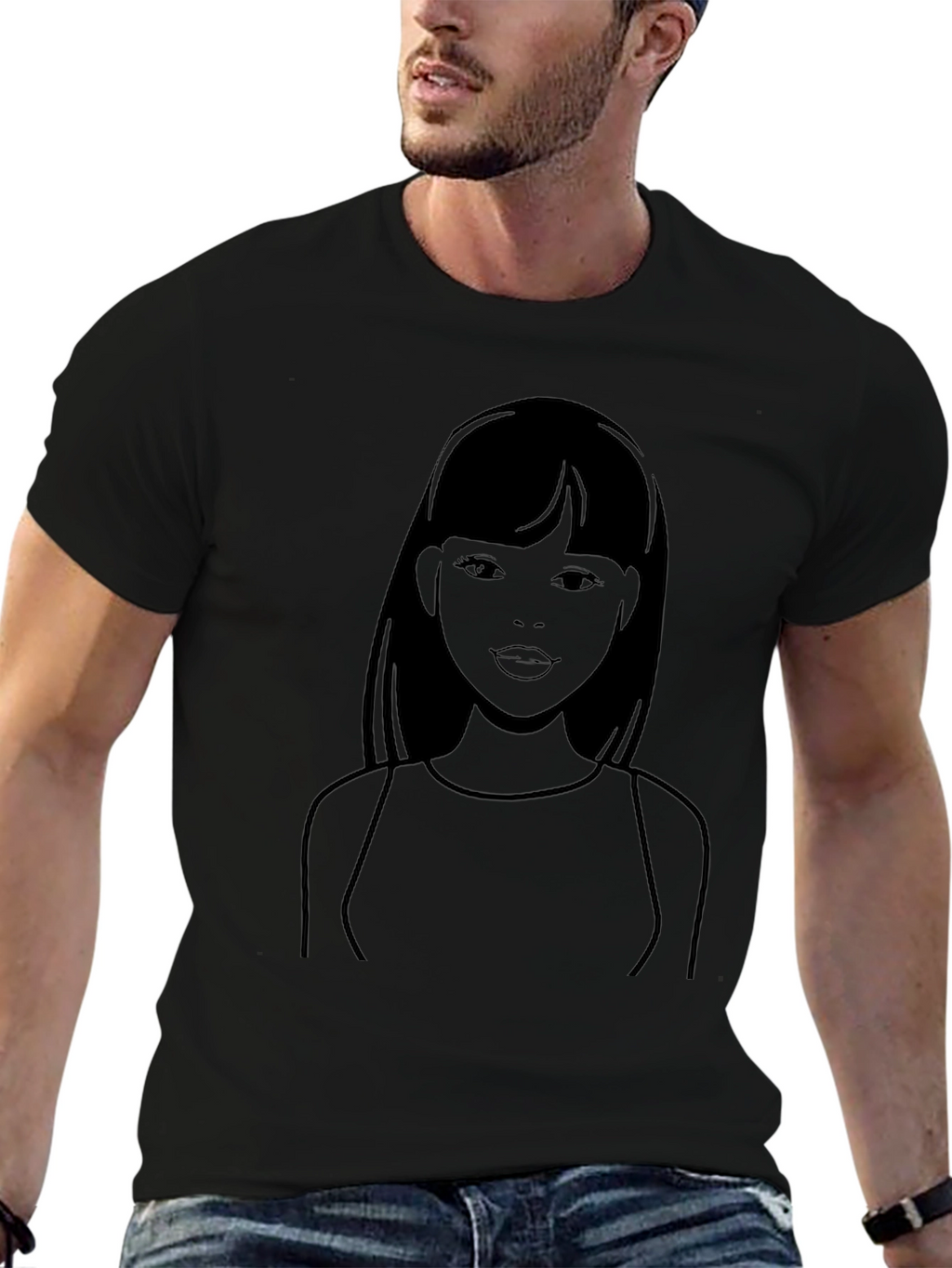 Stylish Black T-Shirt with Woman Graphic