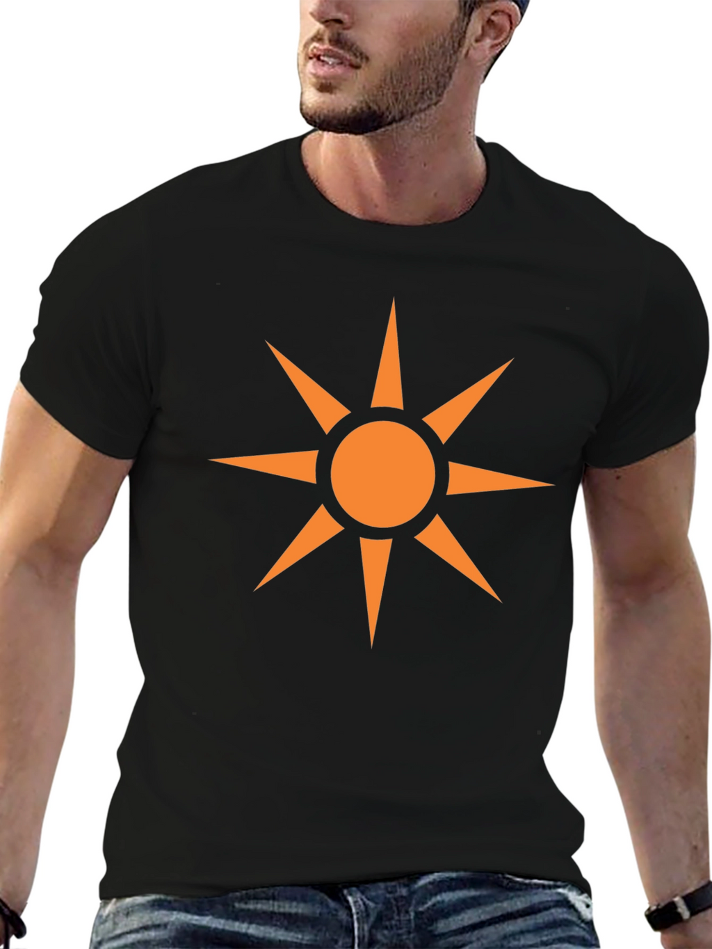 Geometric Sun Graphic Black T-Shirt