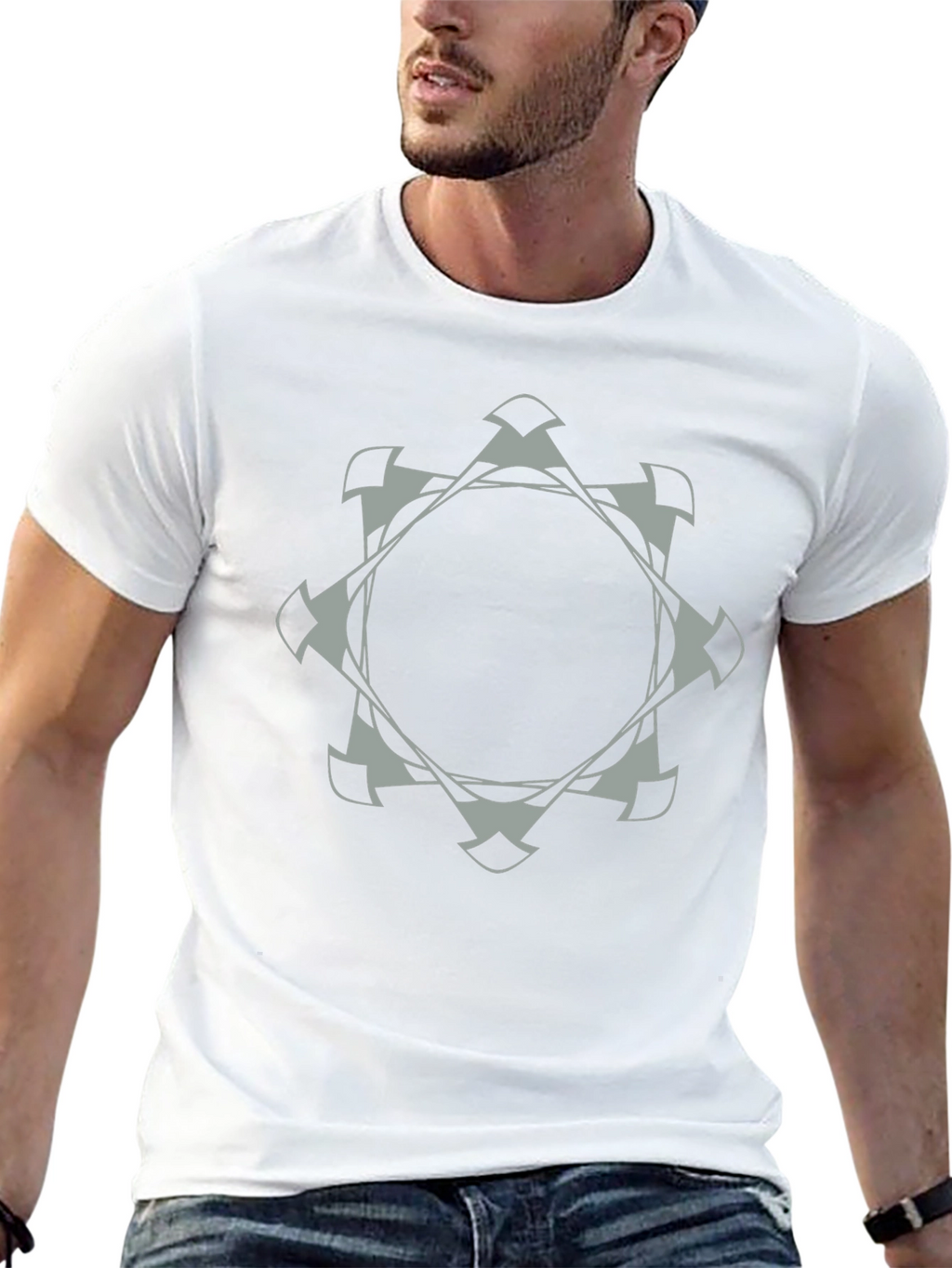 Geometric Emblem Tee - Modern Black Cotton T-Shirt