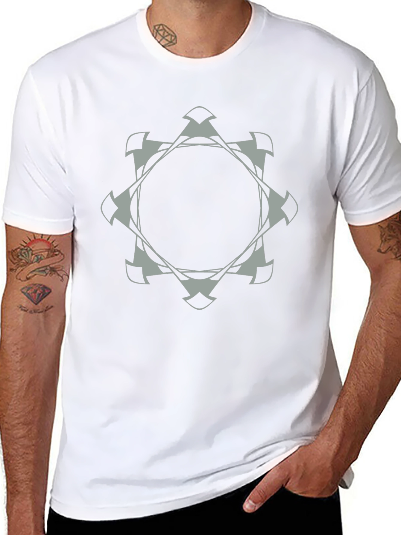 Geometric Emblem Tee - Modern Black Cotton T-Shirt