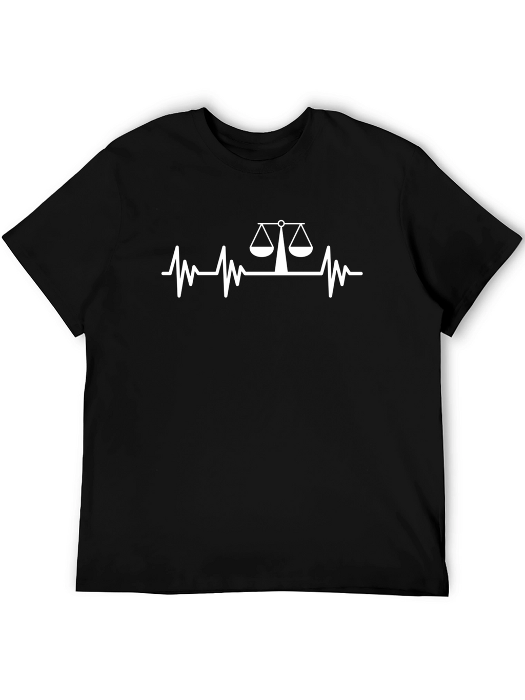 Lawyer Scales Heartbeat Graphic Tee - Black Cotton T-Shirt