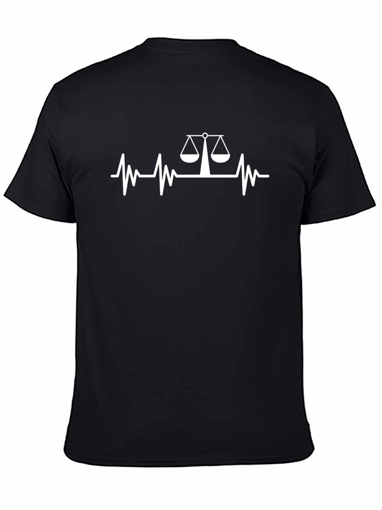 Lawyer Scales Heartbeat Graphic Tee - Black Cotton T-Shirt