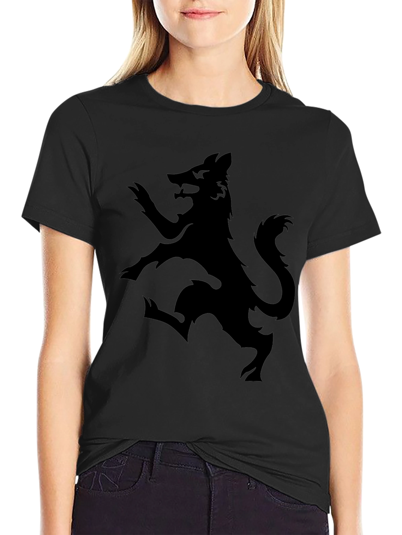 Black Wolf Rampant Graphic T-Shirt - Mens Fashion Tee