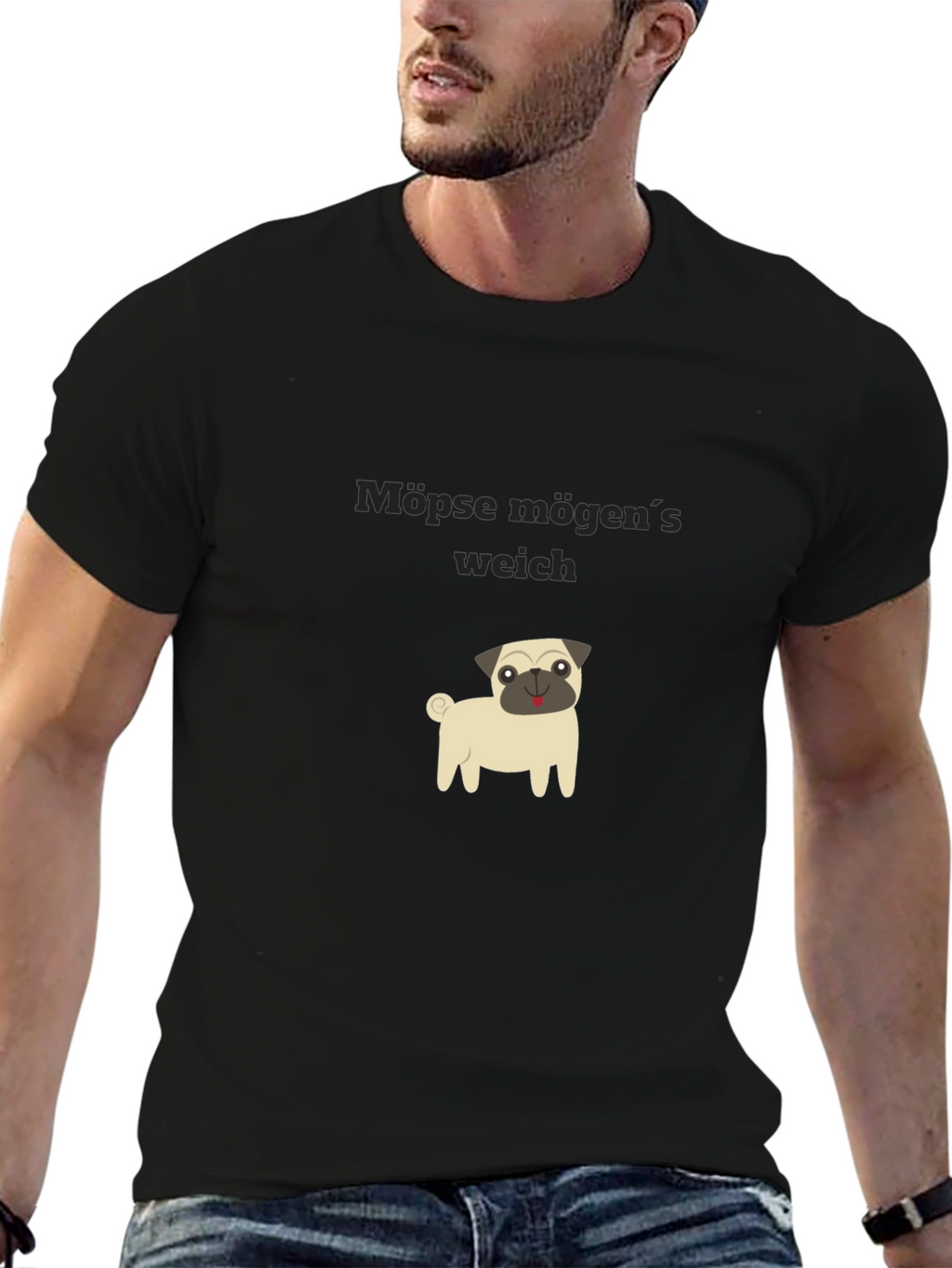 Pug Lovers Black T-Shirt: Möpse mögens weich