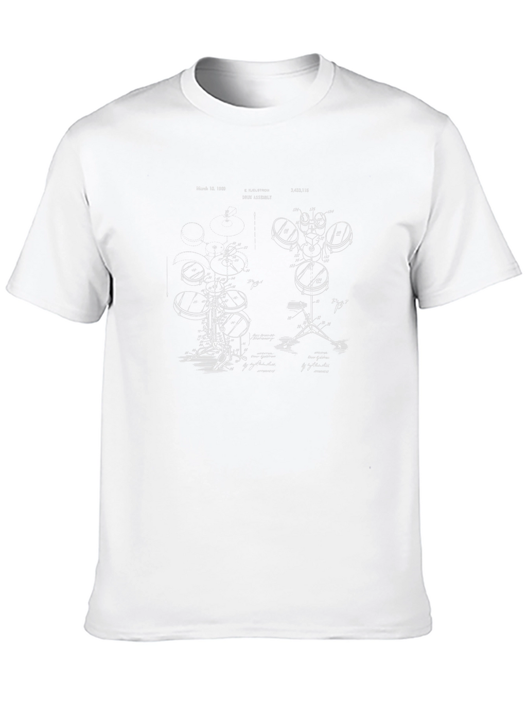 Drum Set Blueprint Black T-Shirt