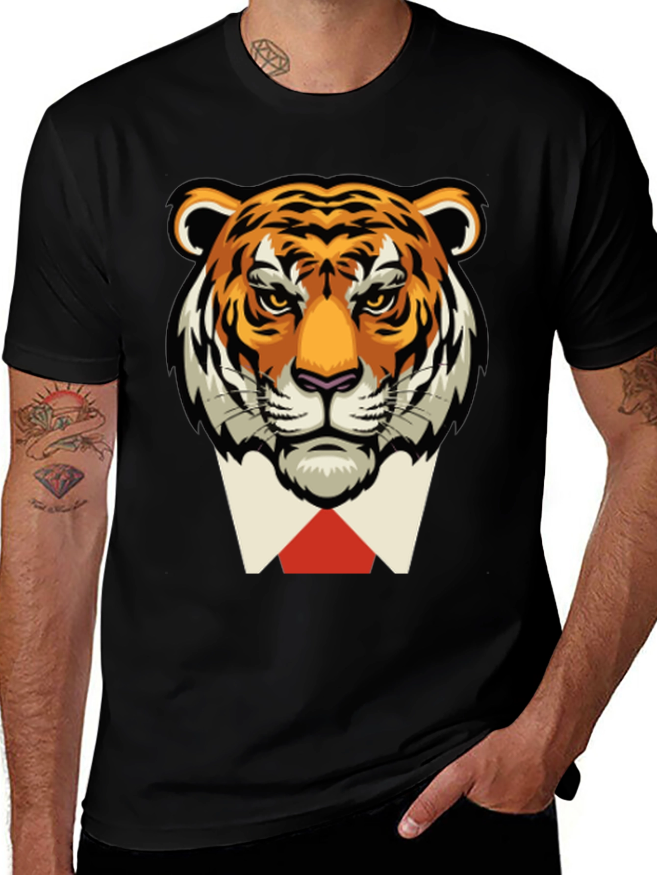 Tiger Head Black T-Shirt -  Classy Animal Tee