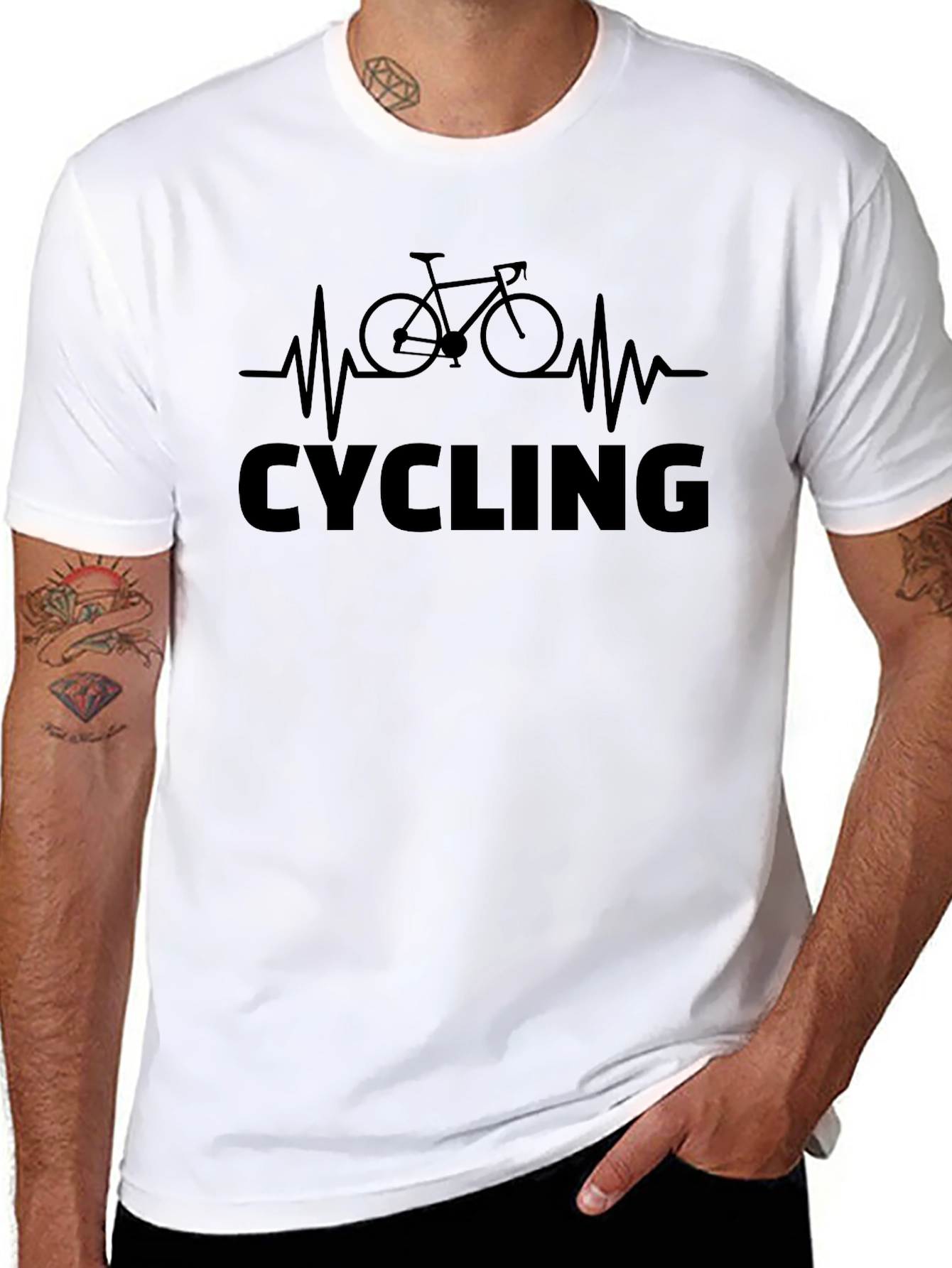 Cycling Heartbeat Graphic Tee - Black