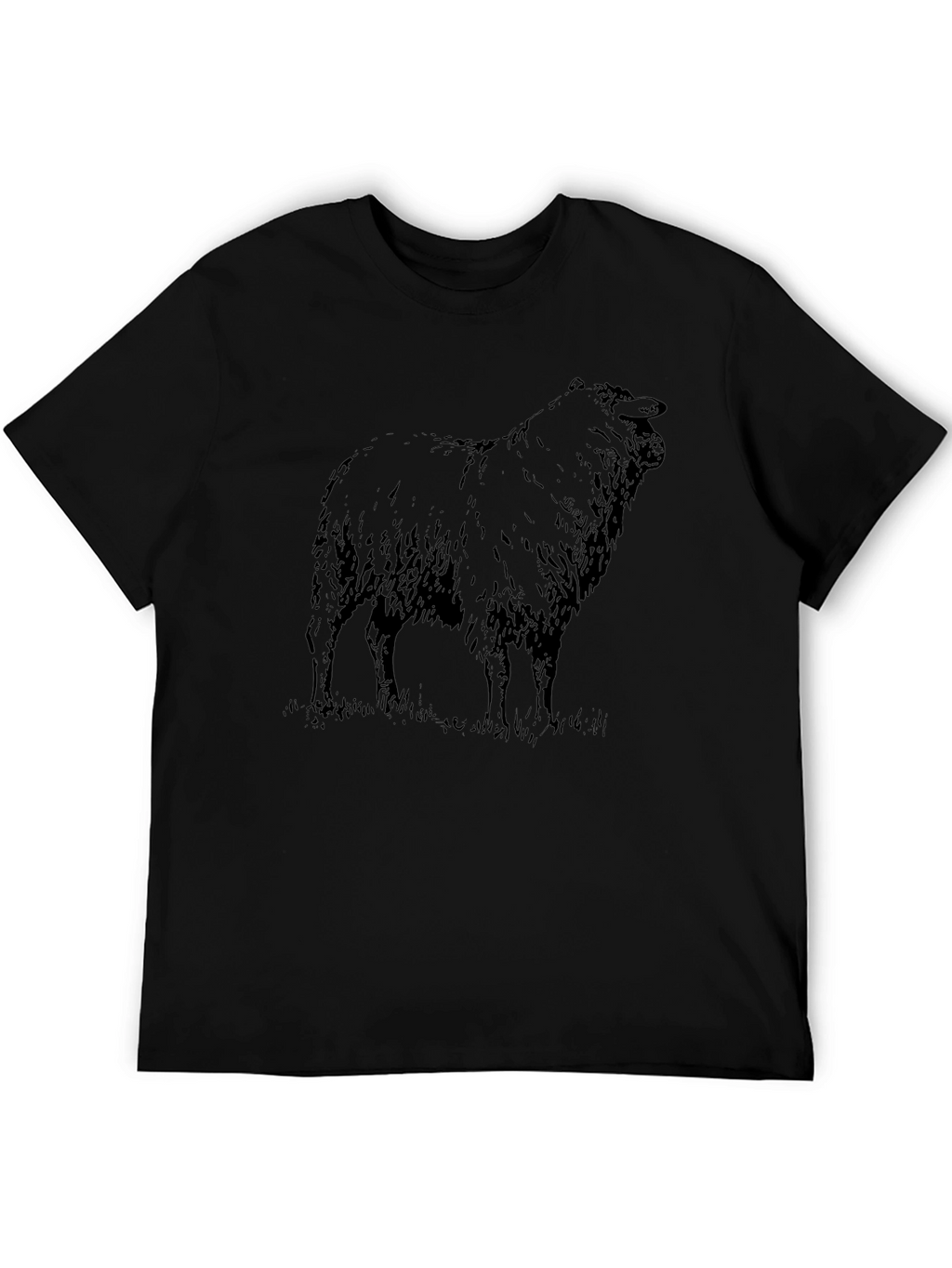 Sheep Graphic Tee - Black Cotton T-Shirt